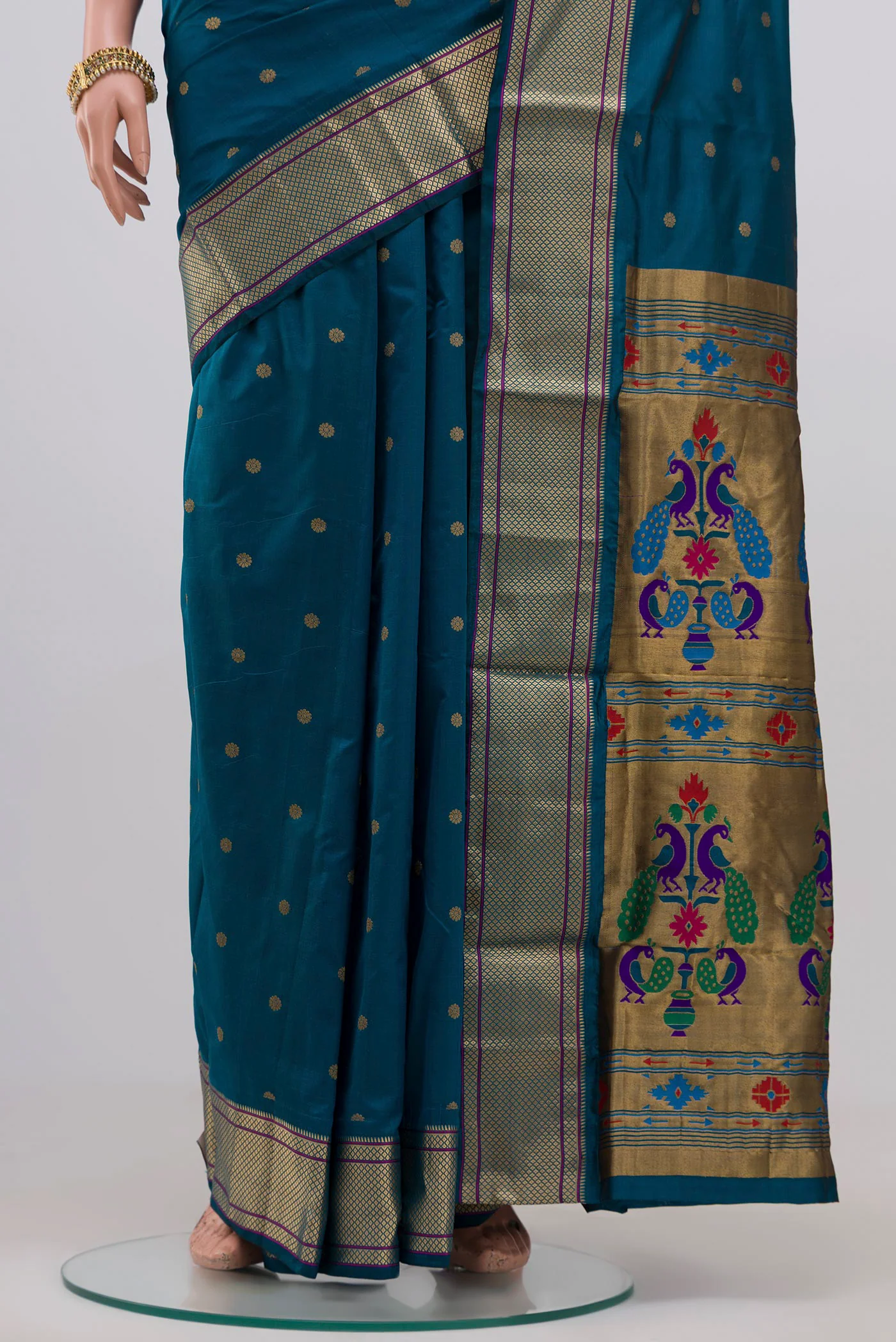 Blue Blended Paithani Silk Saree - Image 3