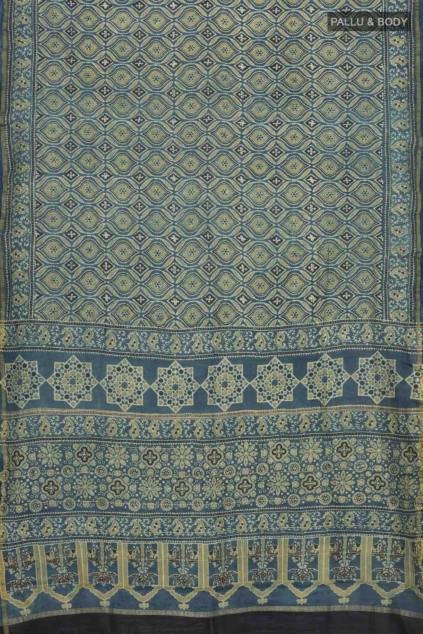 Blue Chanderi Silk Cotton Saree - Image 2