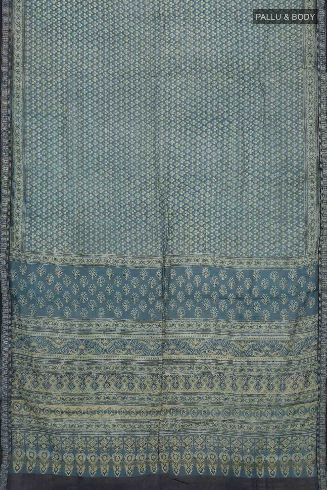 Blue Chanderi Silk Cotton Saree - Image 3