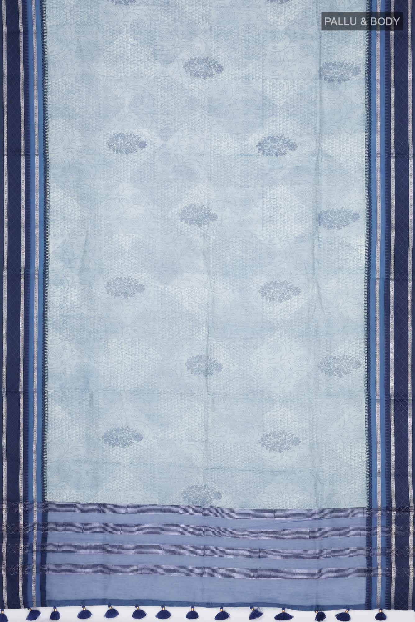 Blue Chanderi Silk Cotton Saree - Image 2