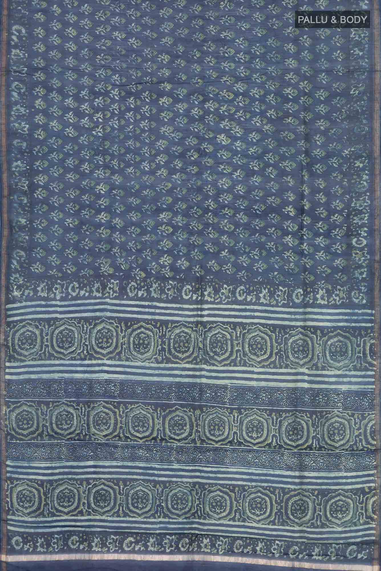 Blue Chanderi Silk Cotton Saree - Image 2