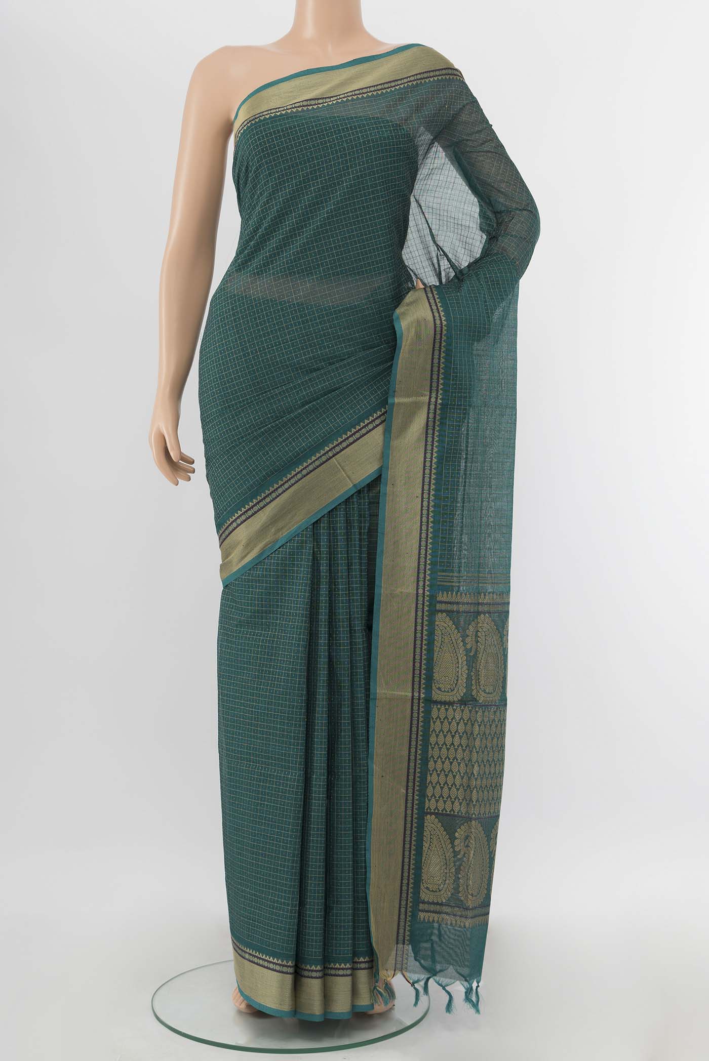 Blue Coimbatore Cotton Saree