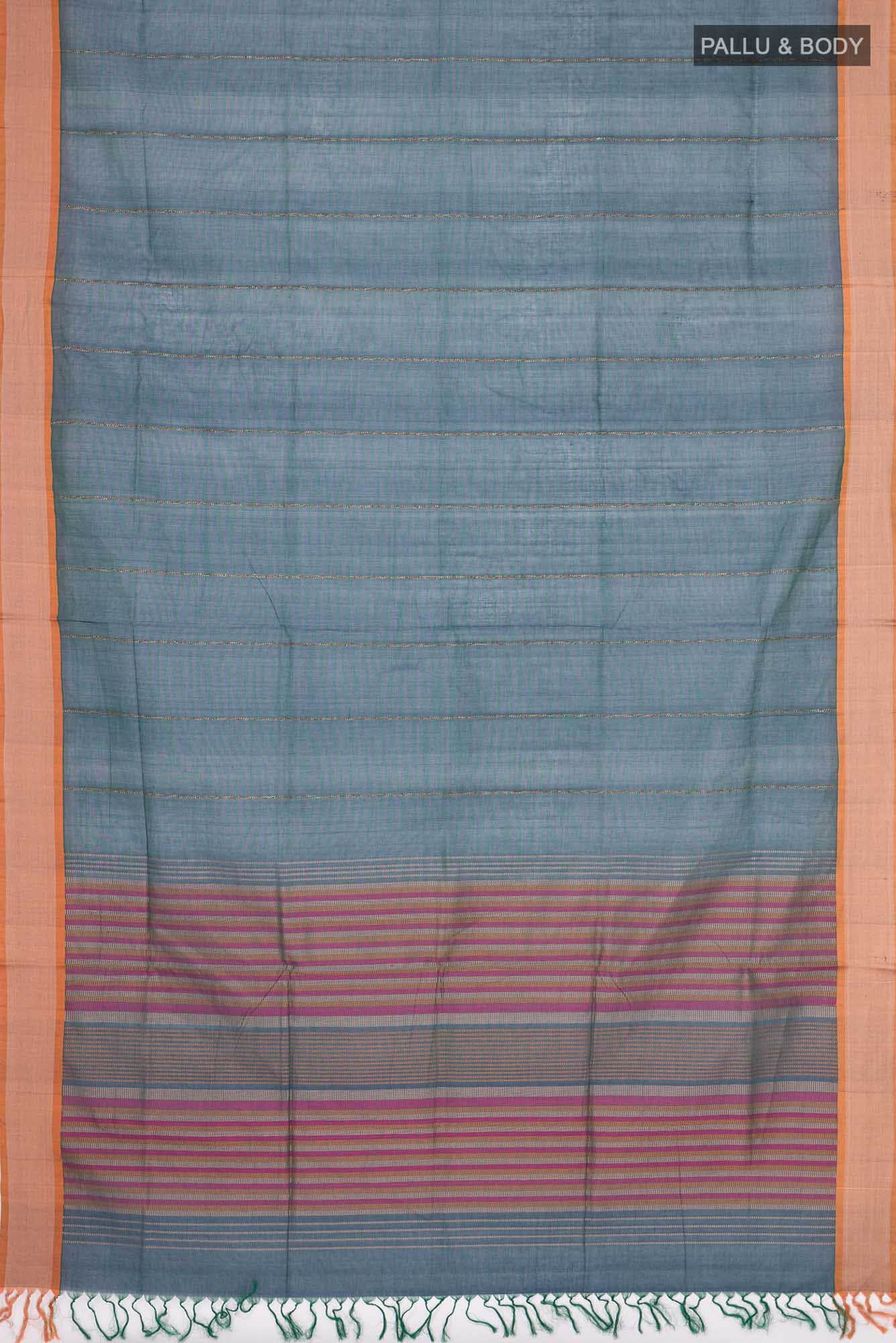 Blue Coimbatore Cotton Saree - Image 2
