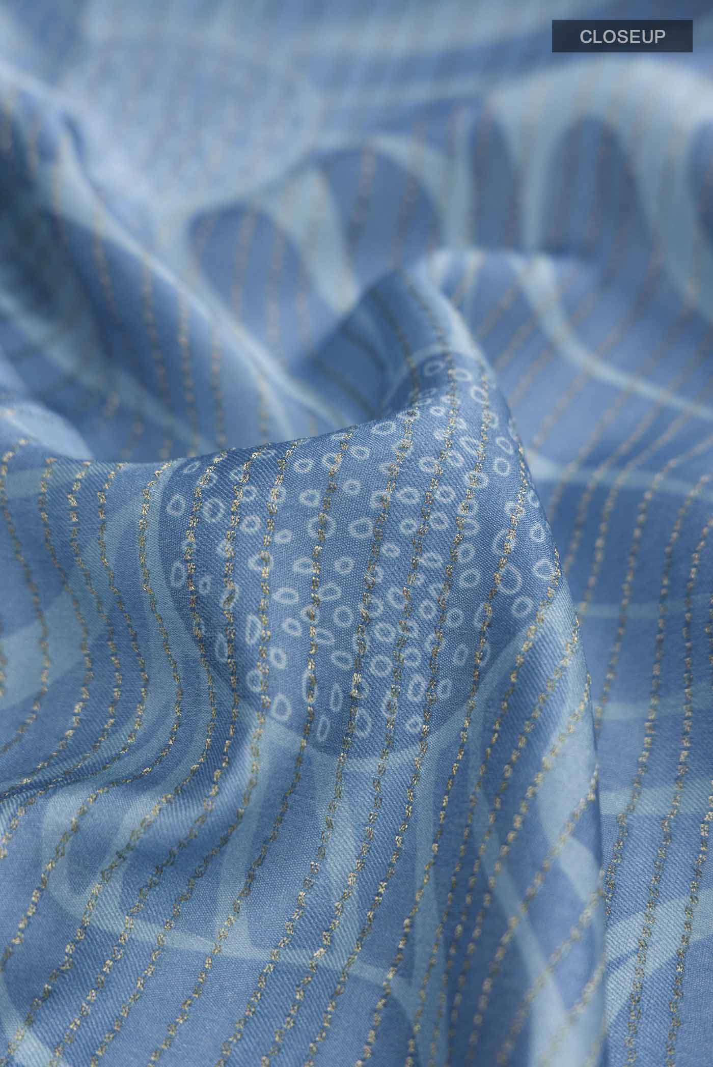 Blue Crepe Saree - Image 2