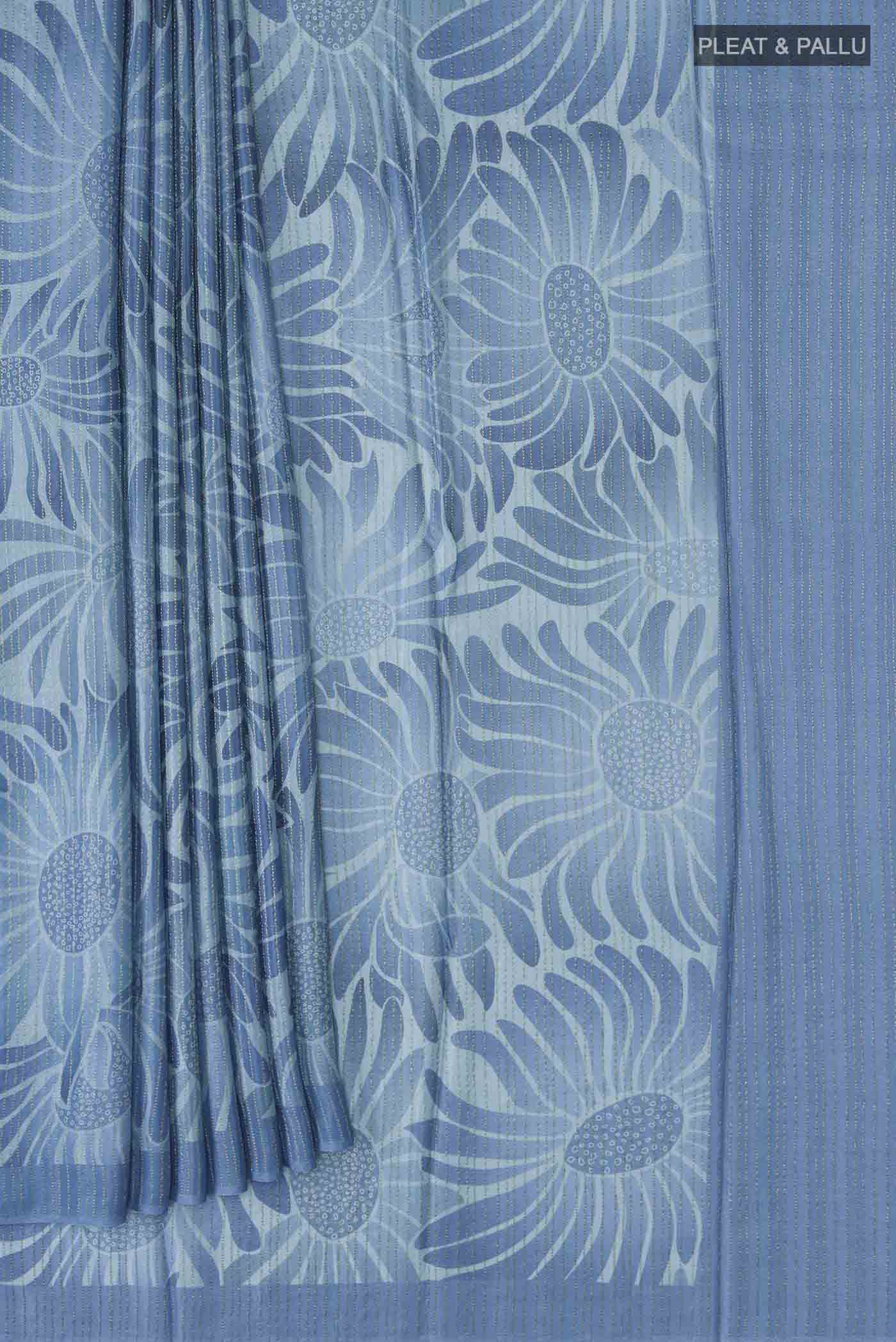 Blue Crepe Saree - Image 4