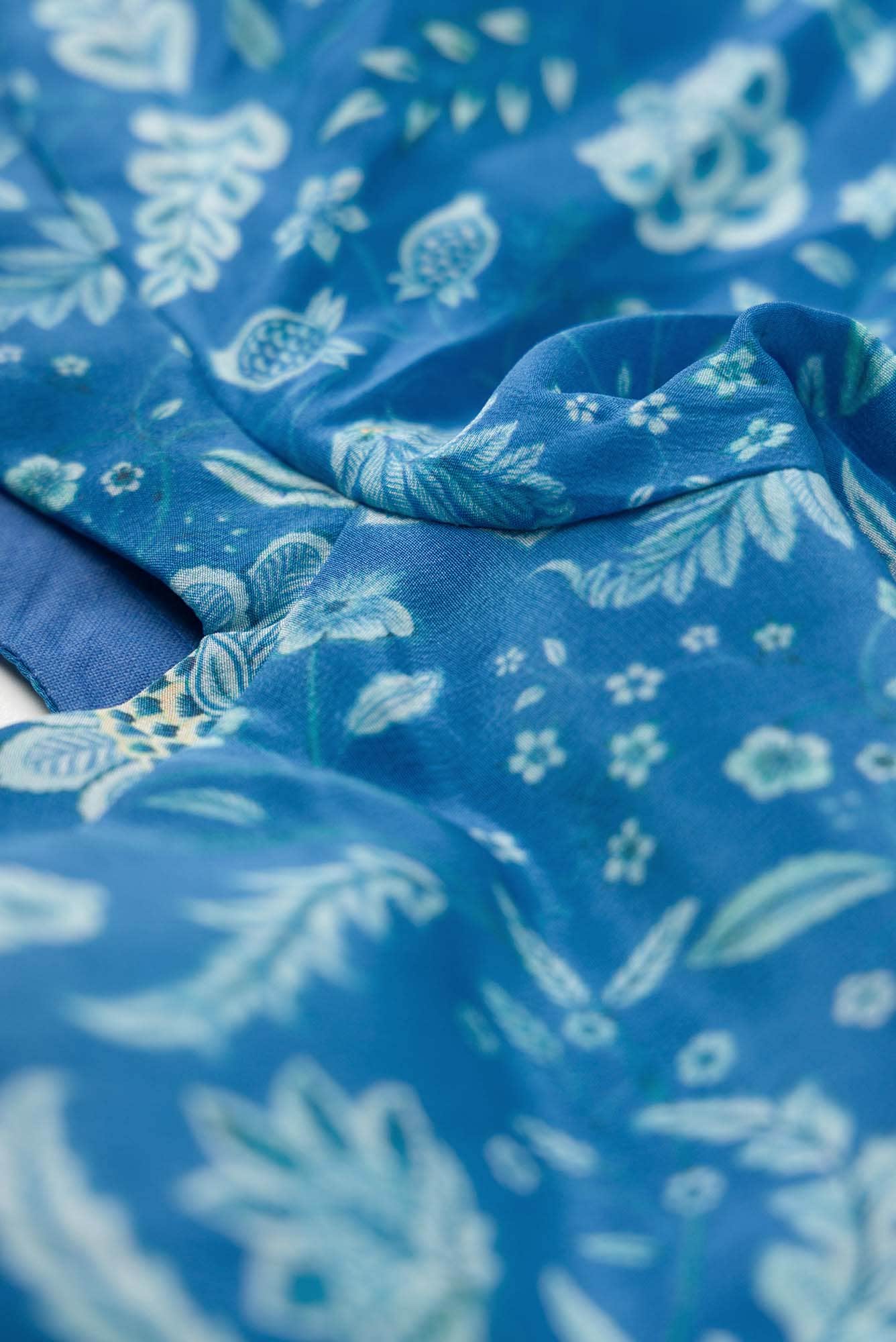 Chandni -  Light Blue Floral design saree from Chintz Collection, Designed by Nalli - Image 6