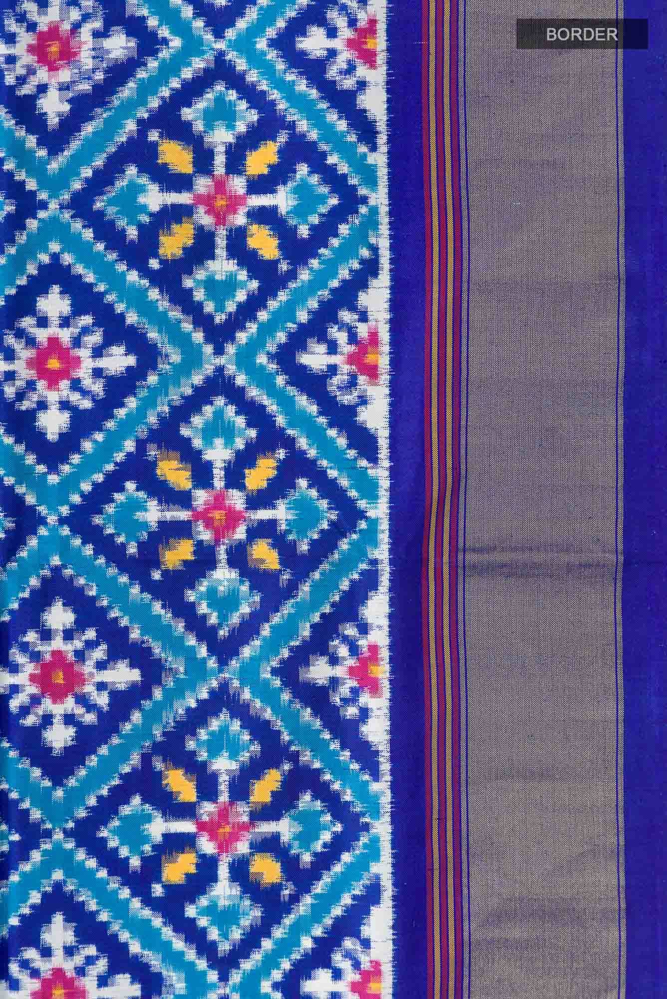 Blue Double Ikat Saree - Image 6