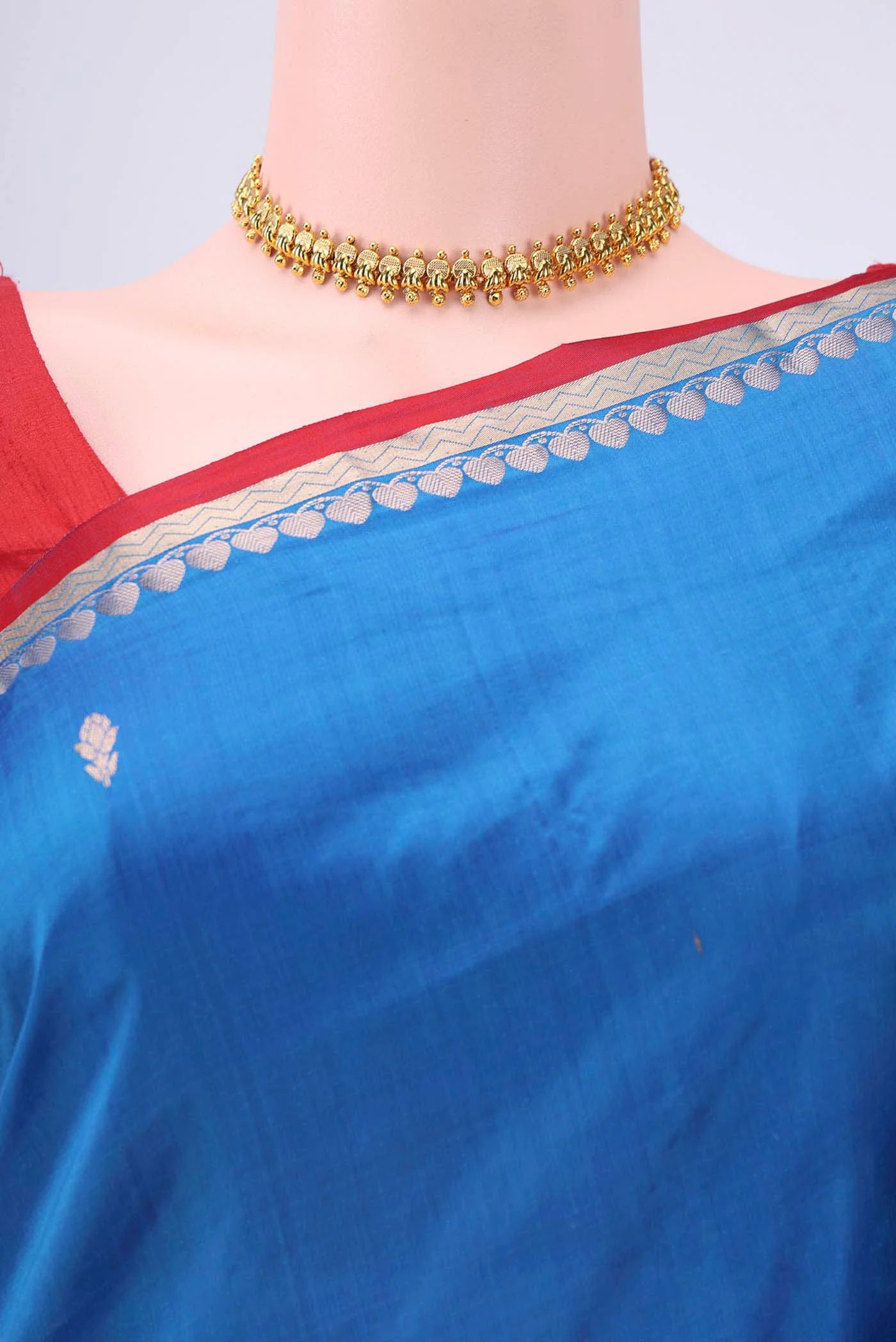Blue Dual Tone Banarasi Katan Silk Saree - Image 2