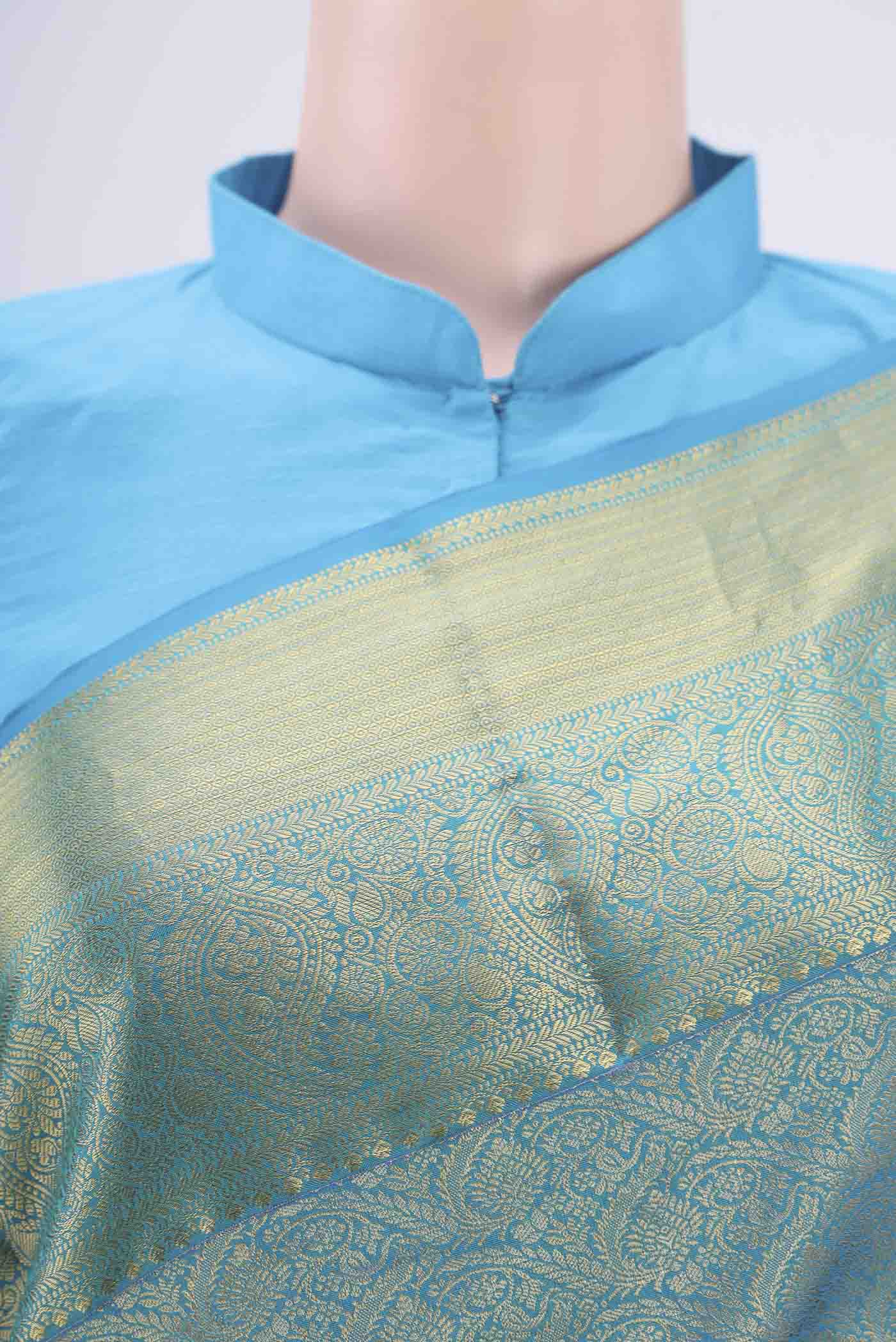 Blue Dual Tone Bangalore Silk Saree - Image 2