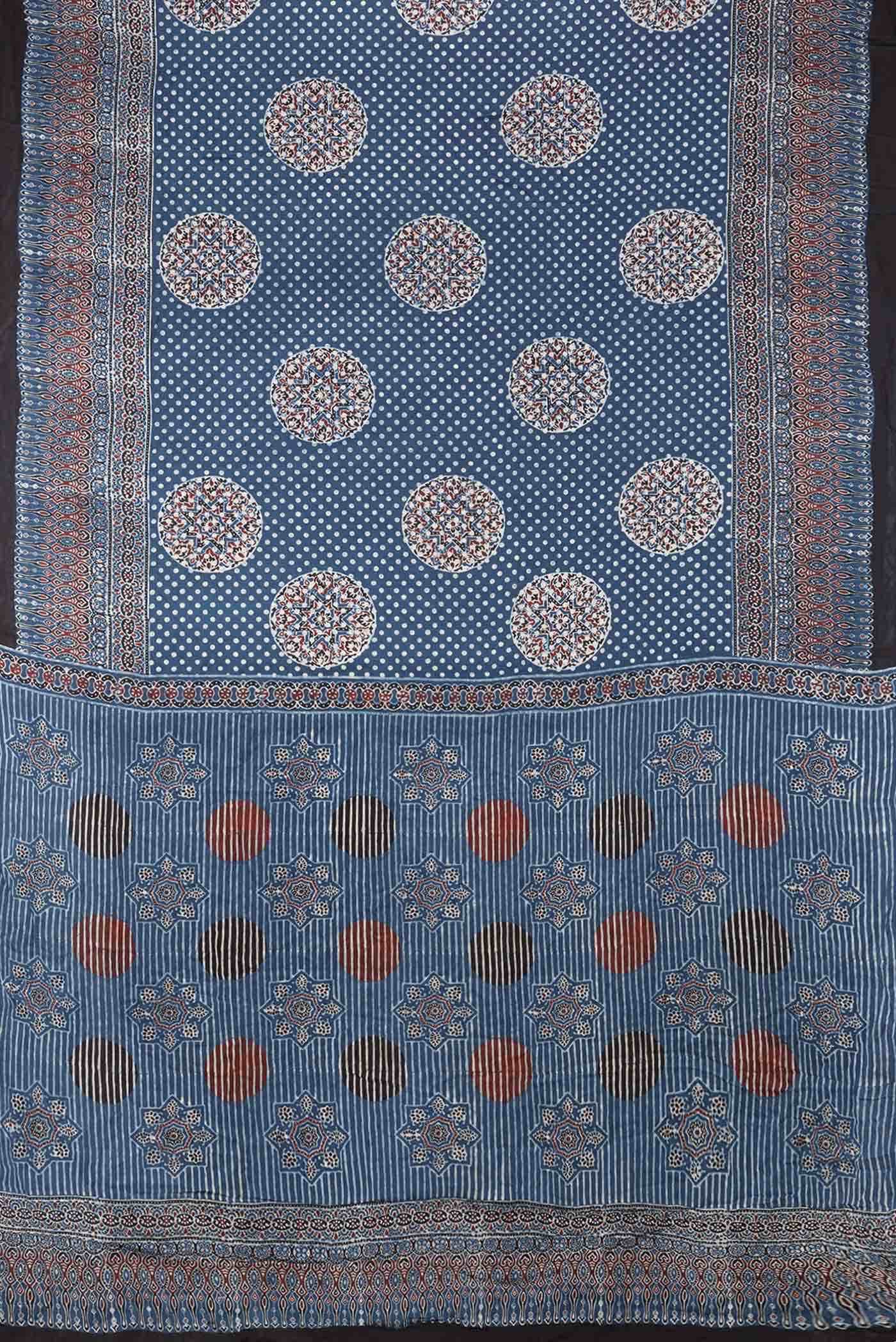 Blue Dual Tone Blended Mysore Crepe Saree - Image 3