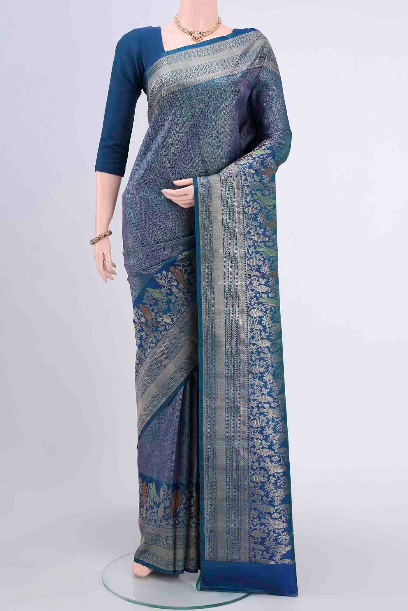 Blue Dual Tone Kanchipuram Saree