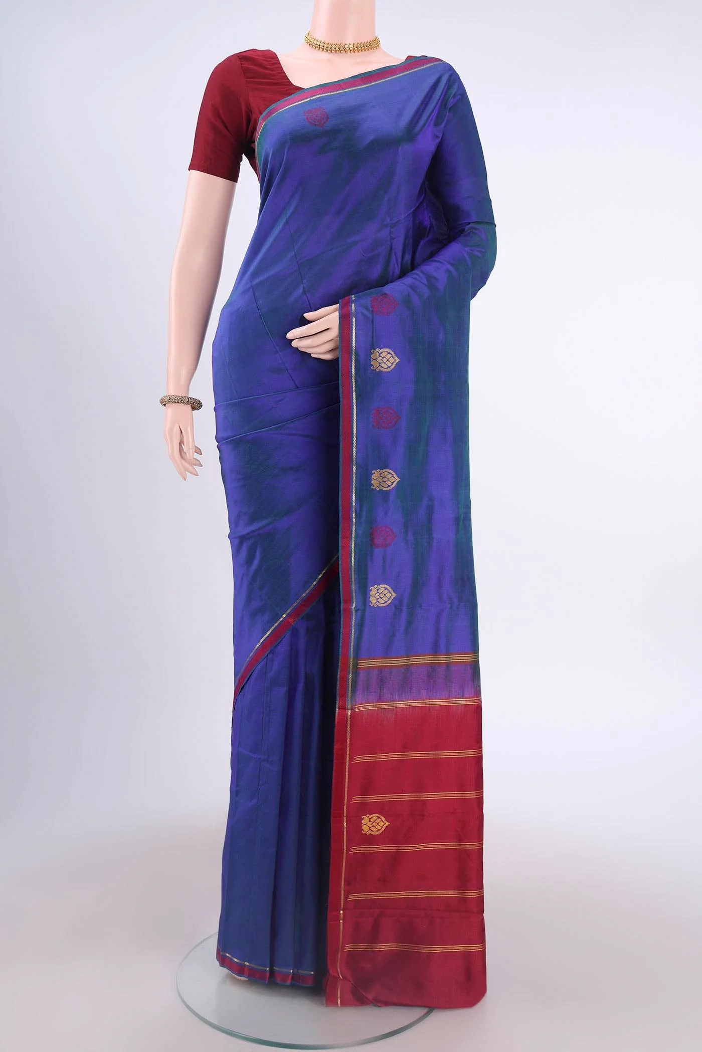 Blue Dual Tone Kanchipuram Silk Saree
