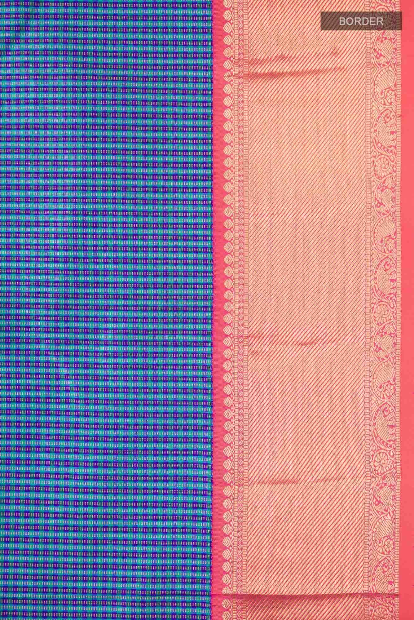 Blue Dual Tone Kanchipuram Silk Saree - Image 5