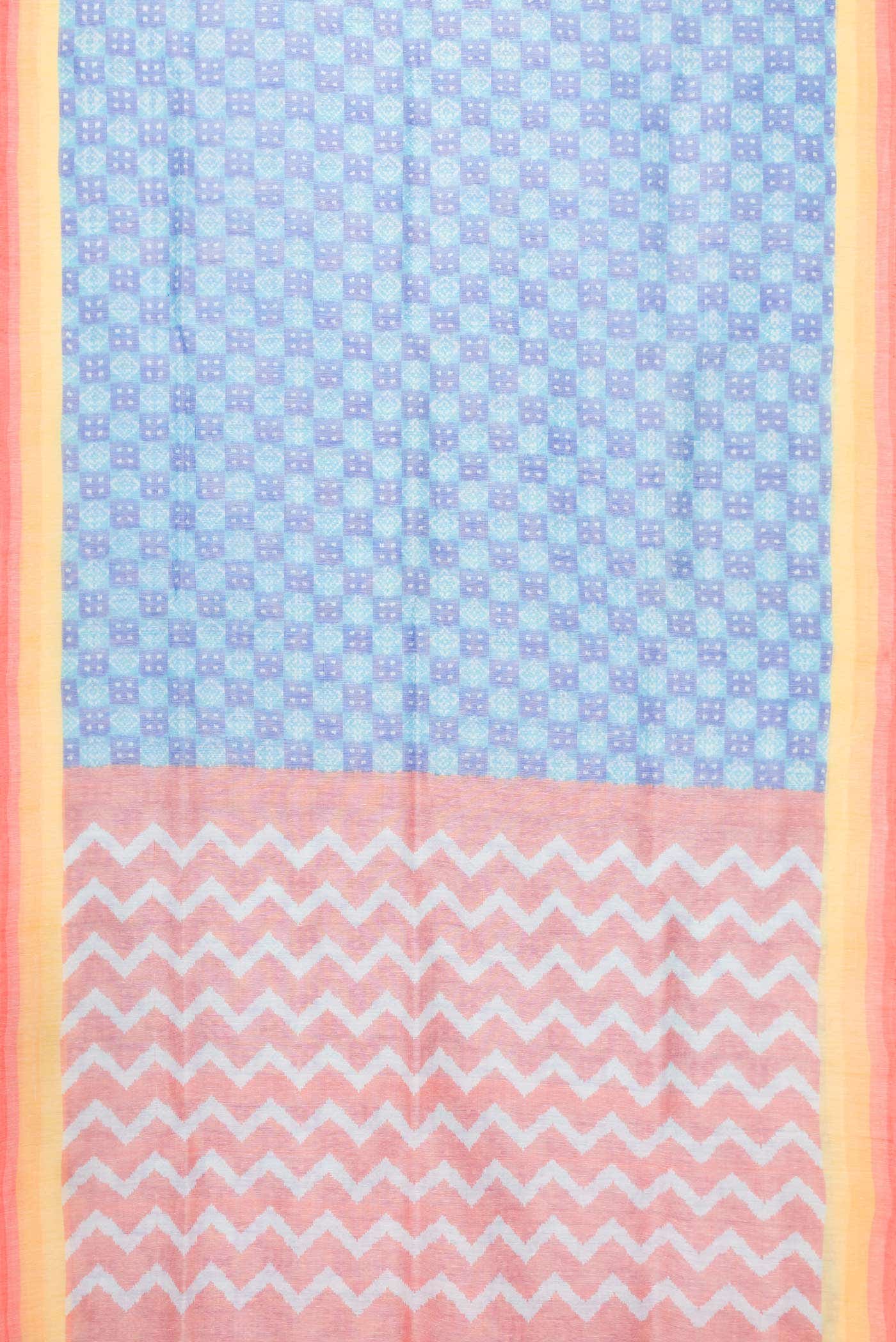Blue Dual Tone Linen Saree - Image 4