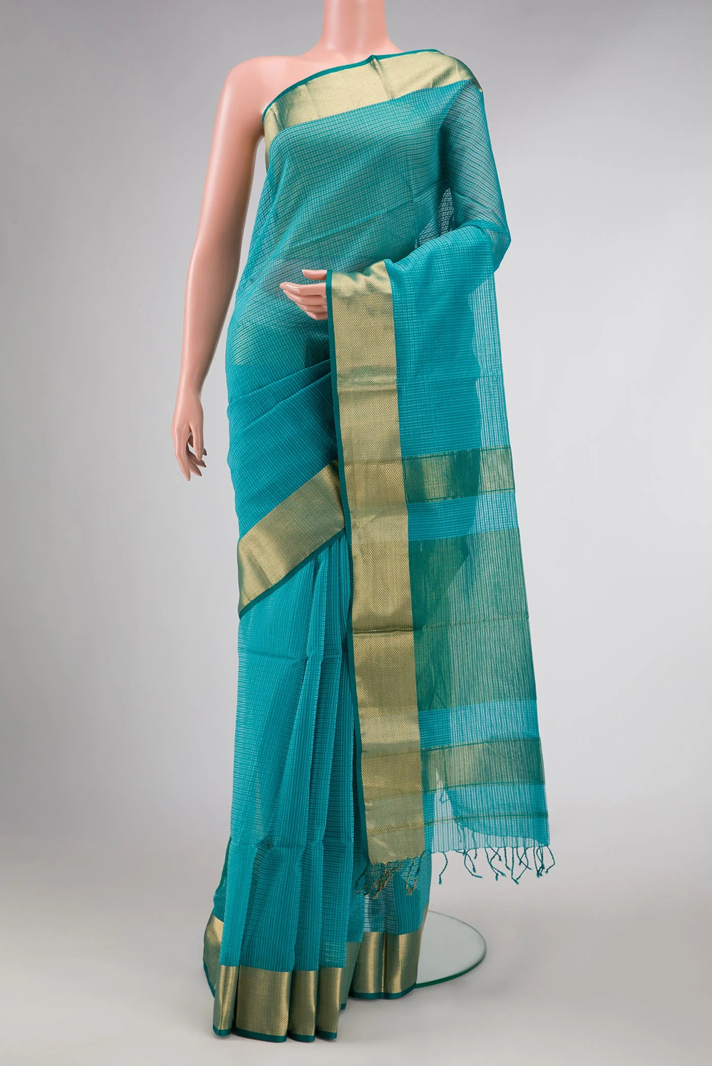 Blue Dual Tone Maheshwari Silk Saree