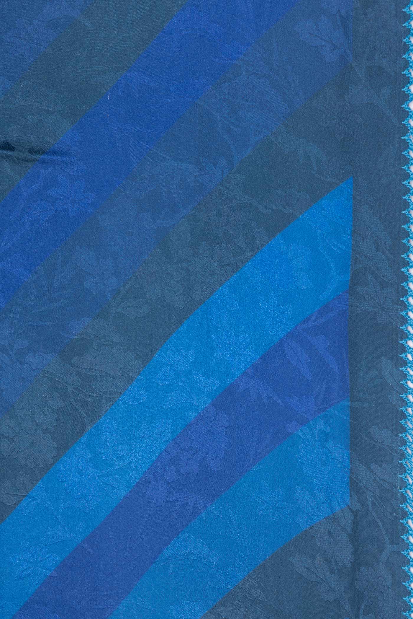 Blue Dual Tone Mysore Crepe Saree - Image 3