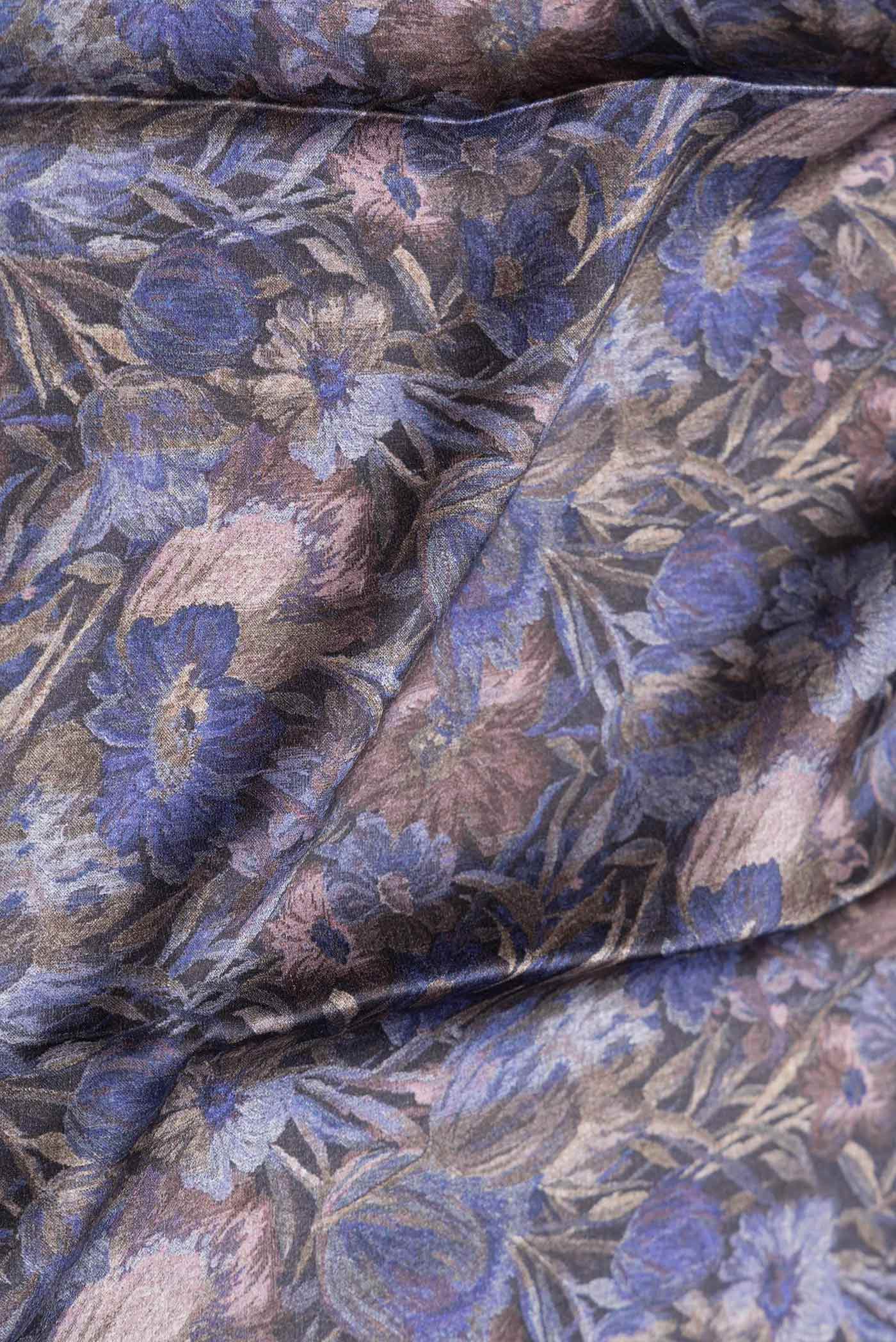 Blue Dual Tone Mysore Crepe Saree - Image 2