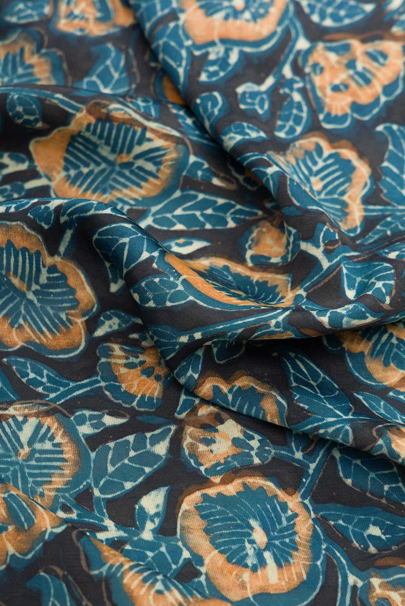 Blue Dual Tone Satin Silk Saree - Image 2