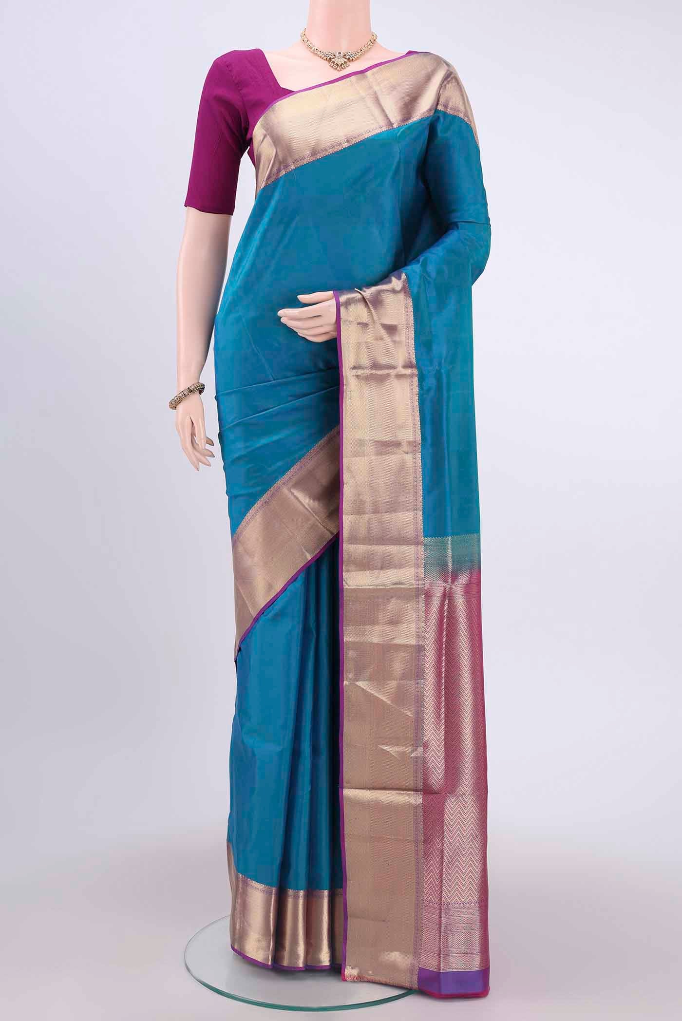 Blue Dual Tone Soft Silk Saree