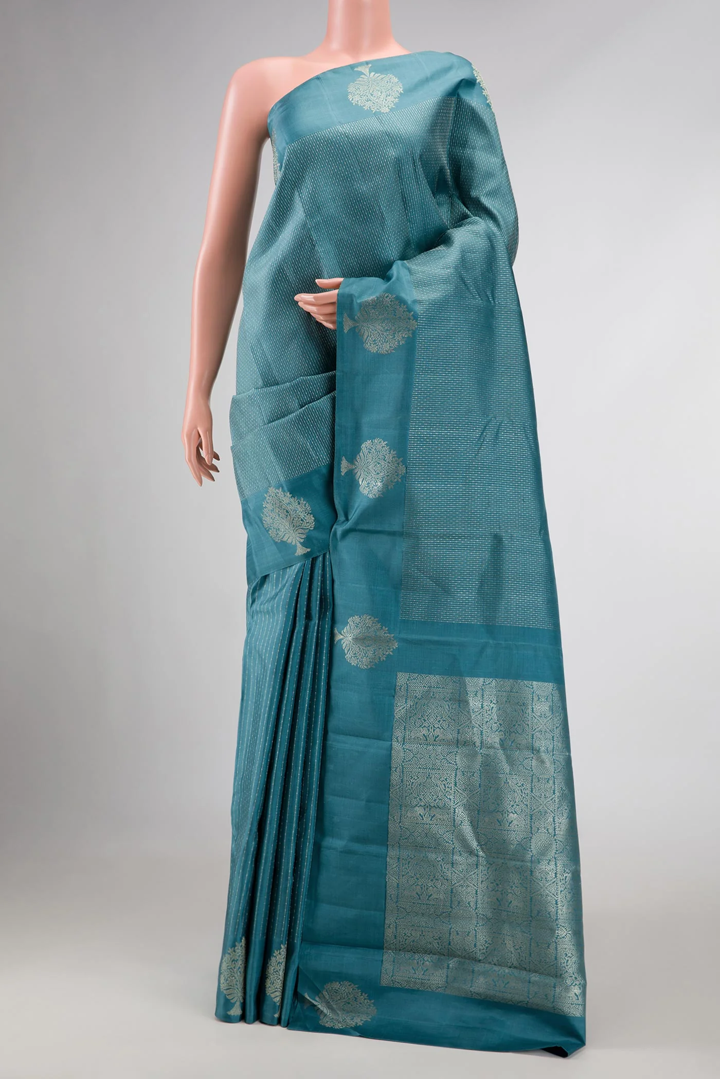 Blue Dual Tone Soft Silk Saree