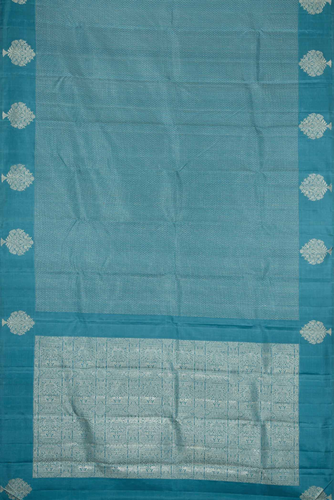 Blue Dual Tone Soft Silk Saree - Image 6