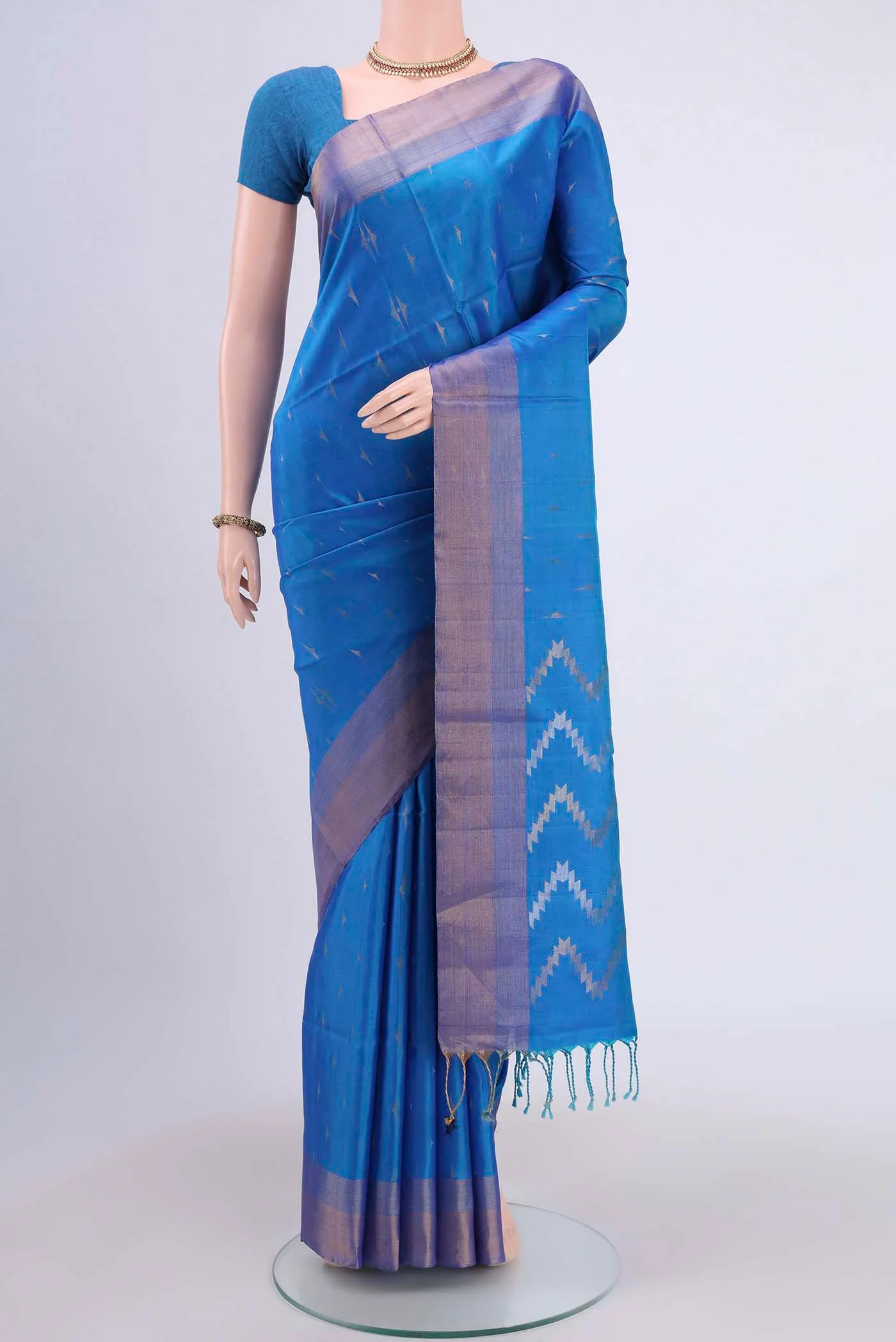 Blue Dual Tone Soft Silk Saree