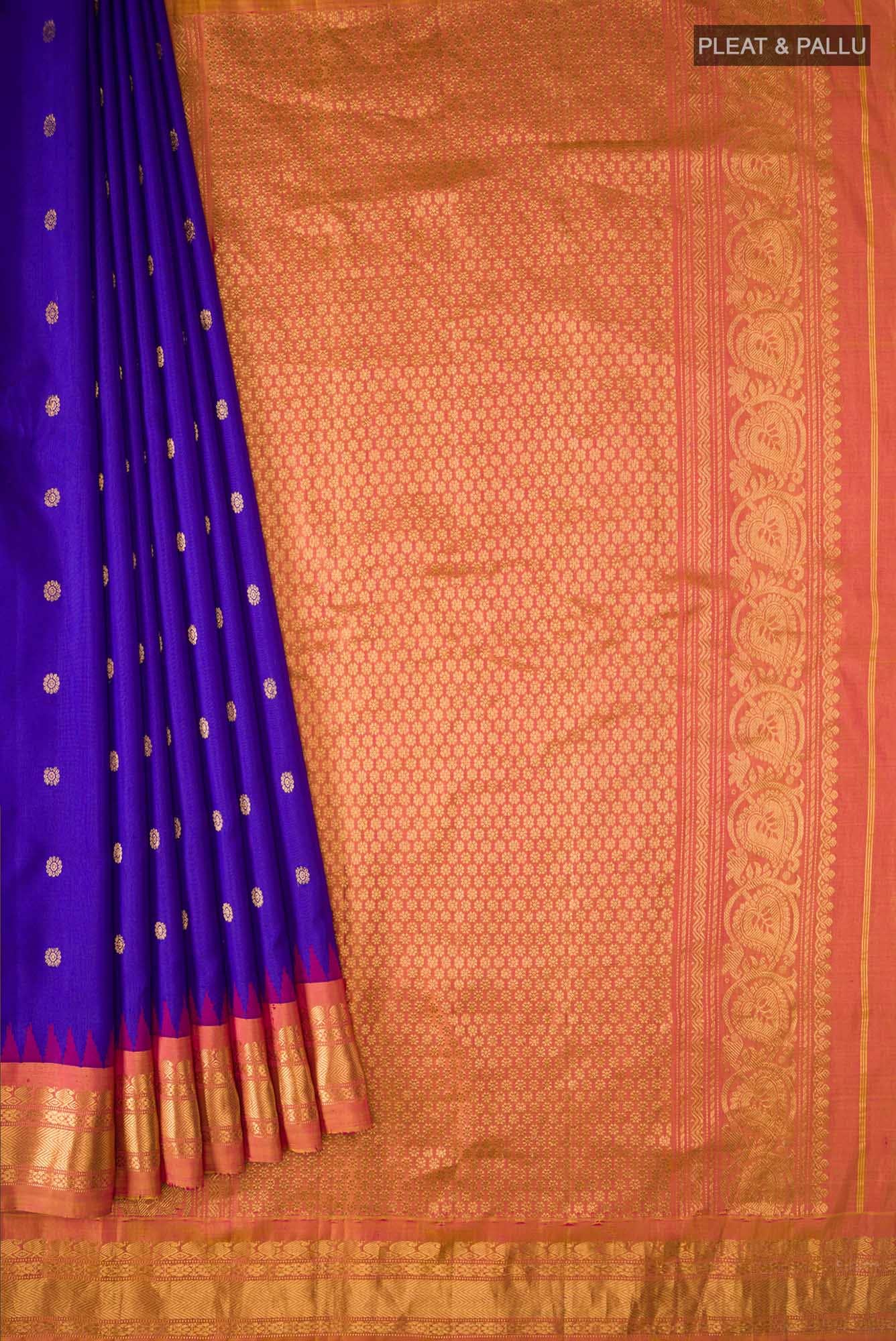 Blue Gadwal Silk Saree - Image 2