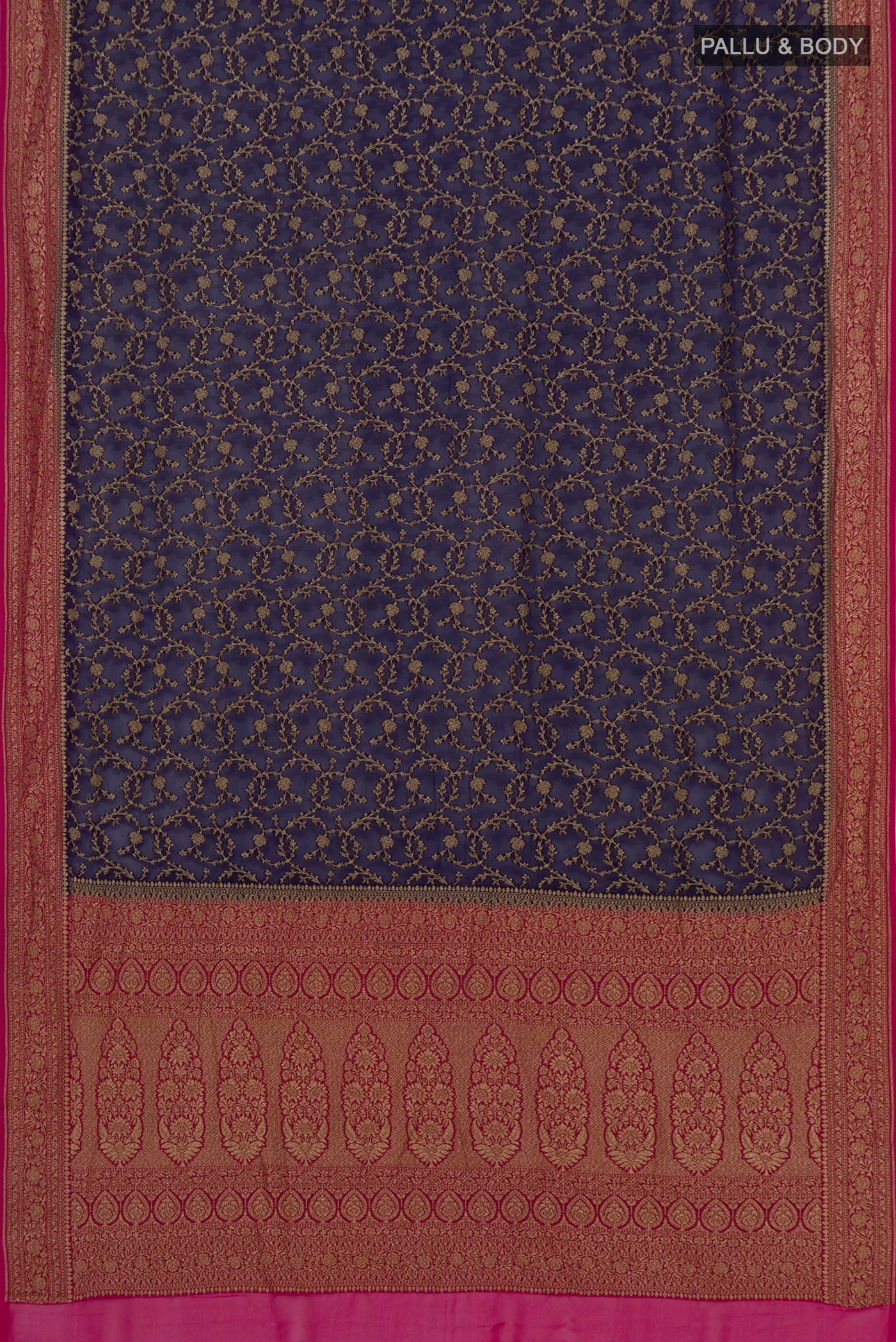 Navy Blue Banarasi Georgette Saree - Image 5