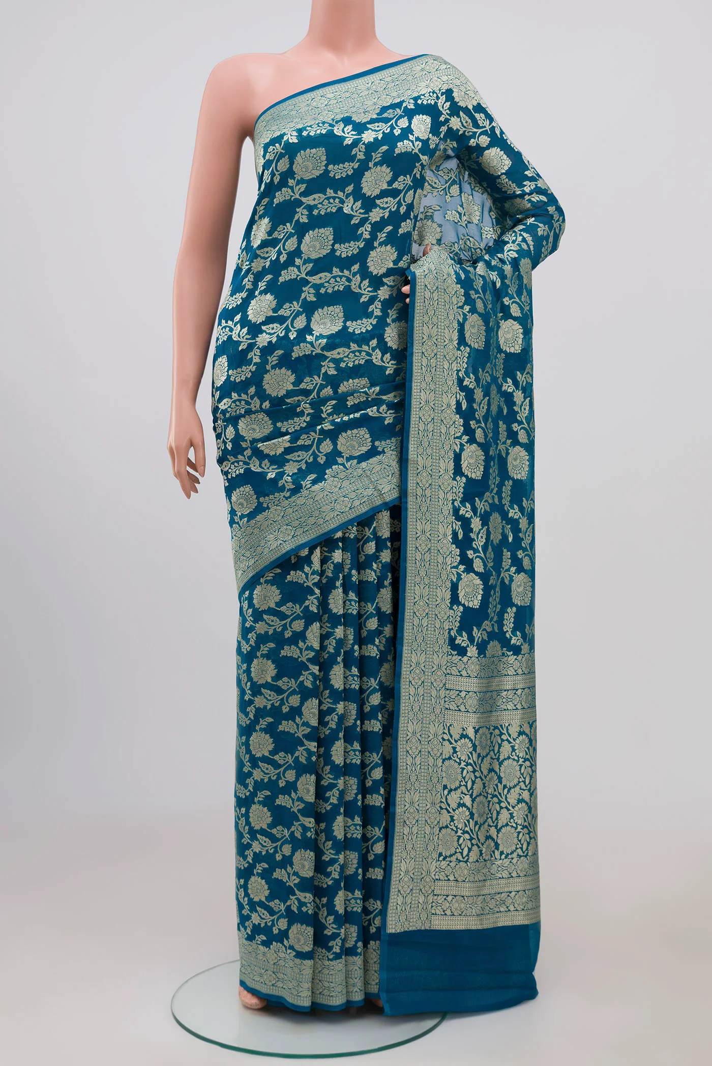 Blue Banarasi Georgette Saree