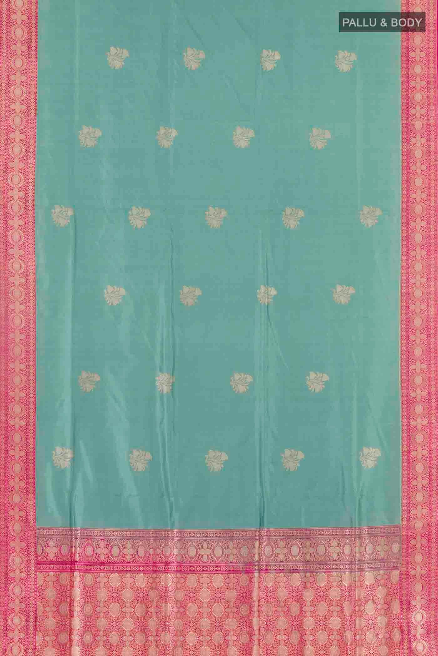 Blue Grey Banarasi Silk Saree - Image 6