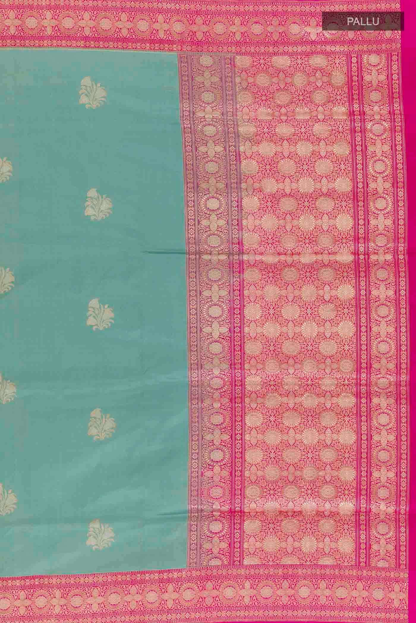 Blue Grey Banarasi Silk Saree - Image 7