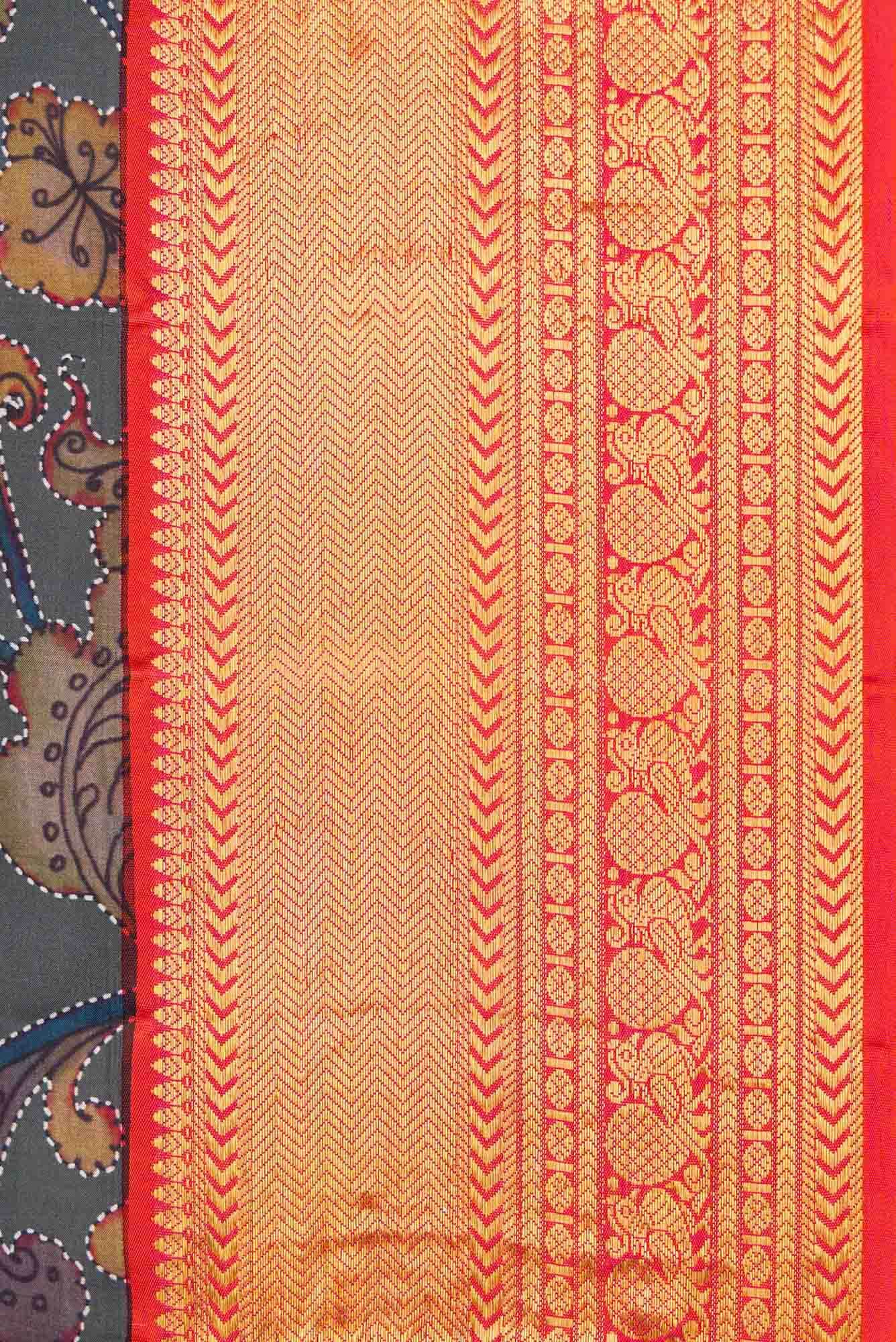Blue Grey Dual Tone Kanjivaram Silk Saree - Image 5