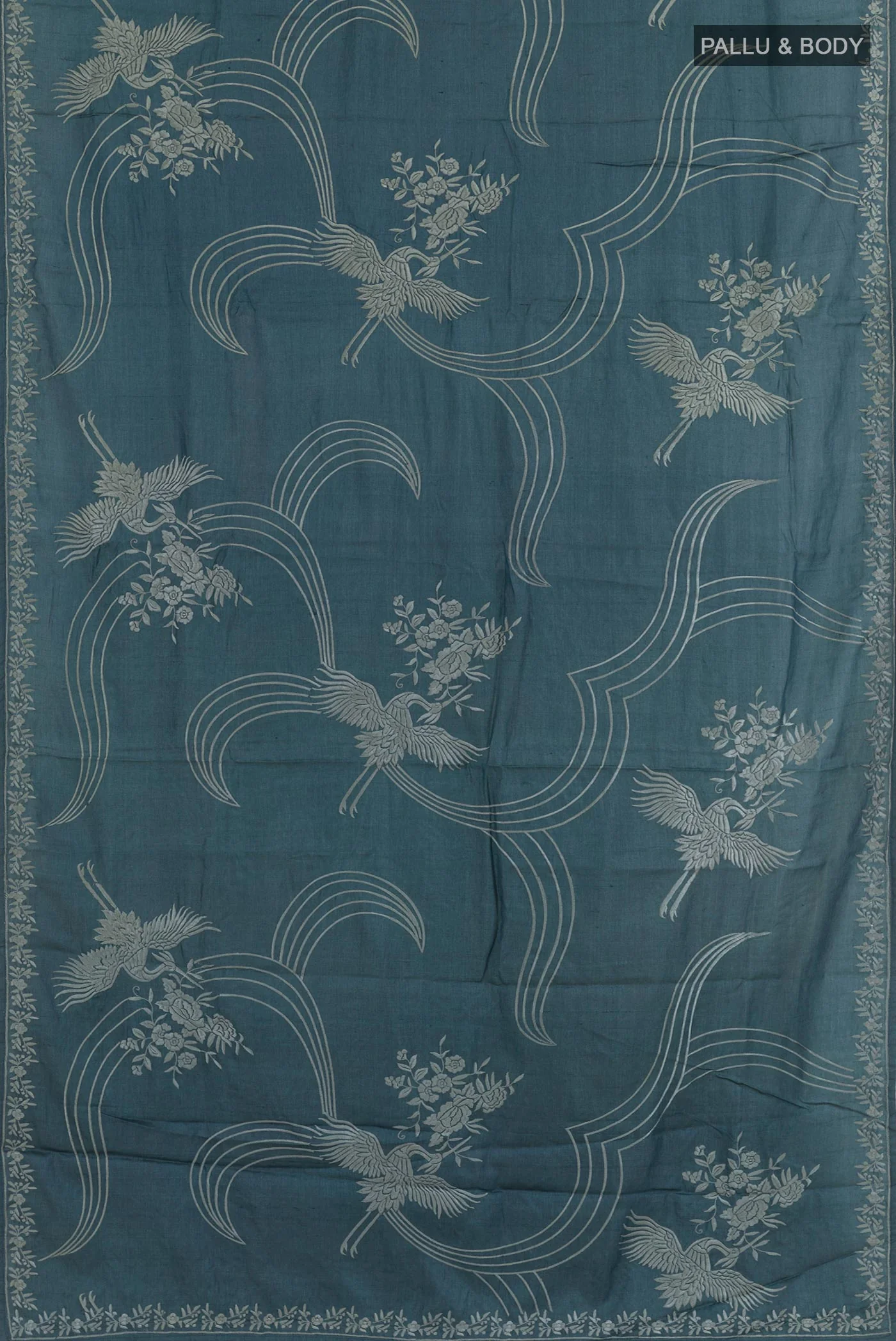 Blue Tussar Silk Saree - Image 3