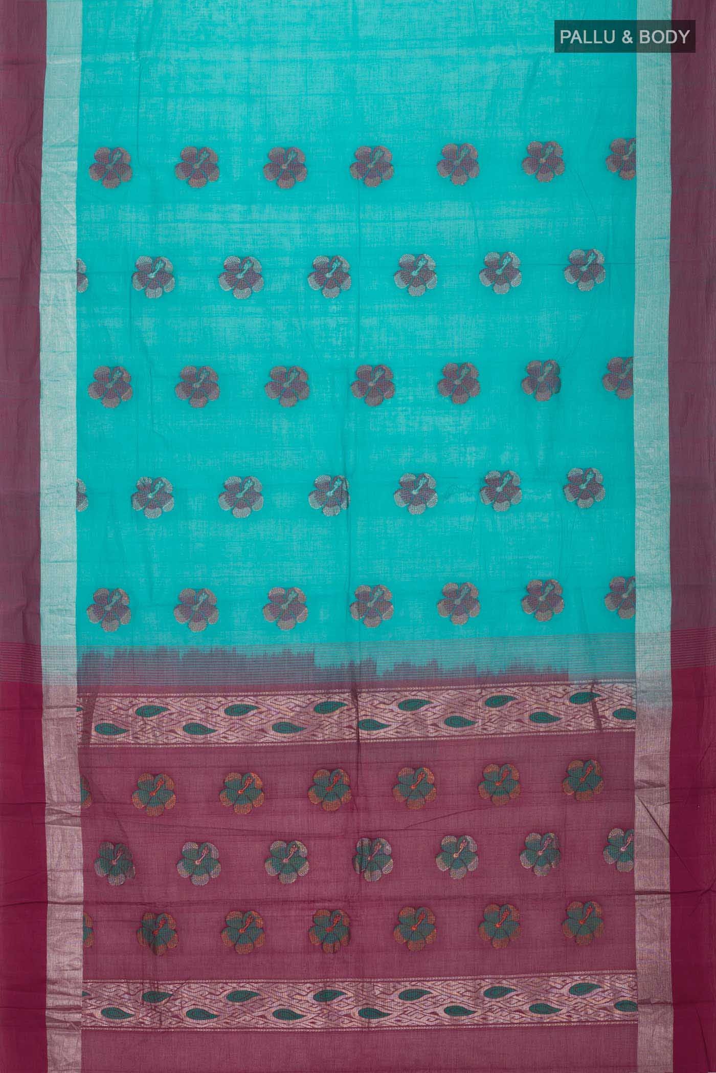 Blue Kanchi Cotton Saree - Image 3