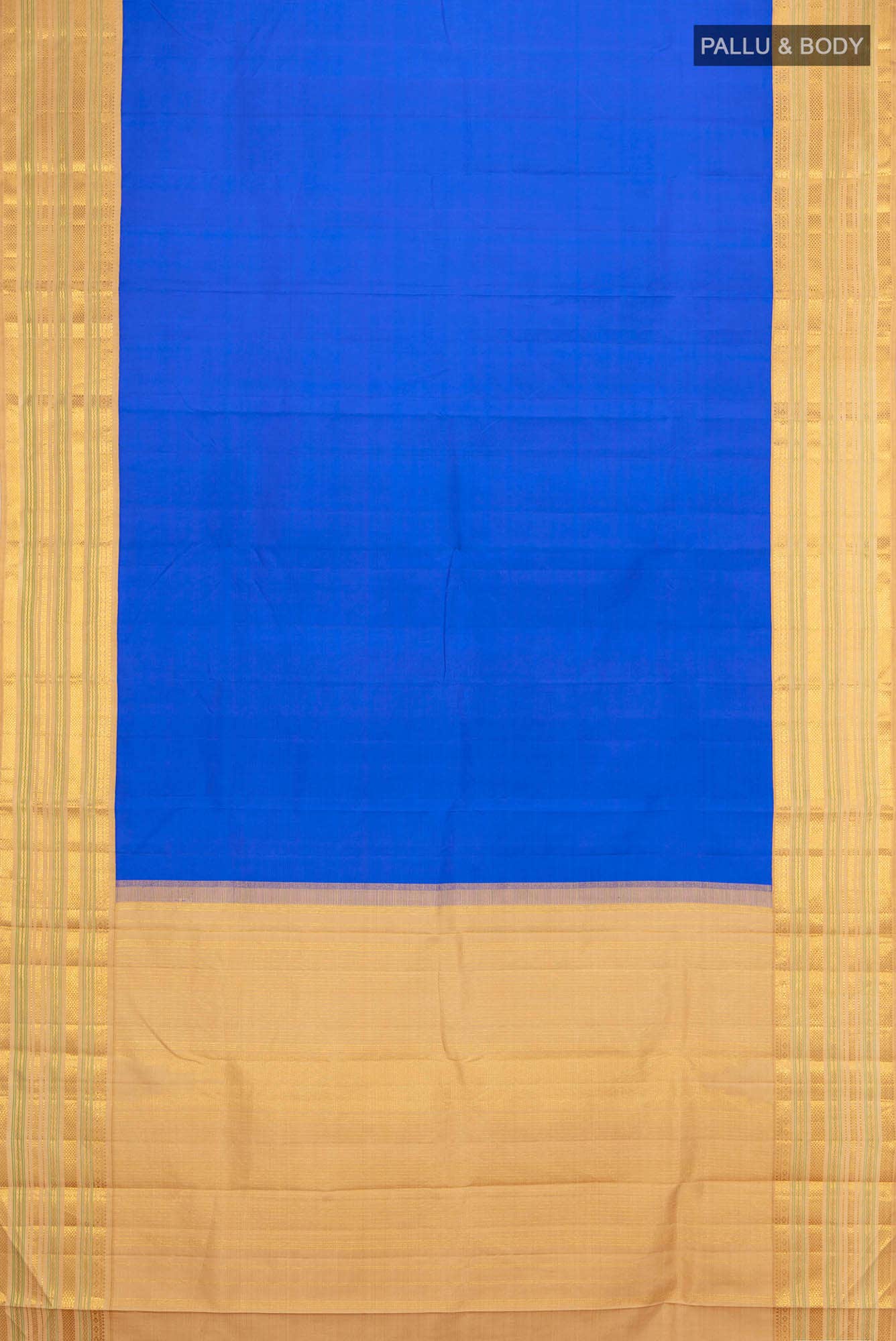 Pure Silk Pure Zari Blue Kanjivaram Saree - Image 4