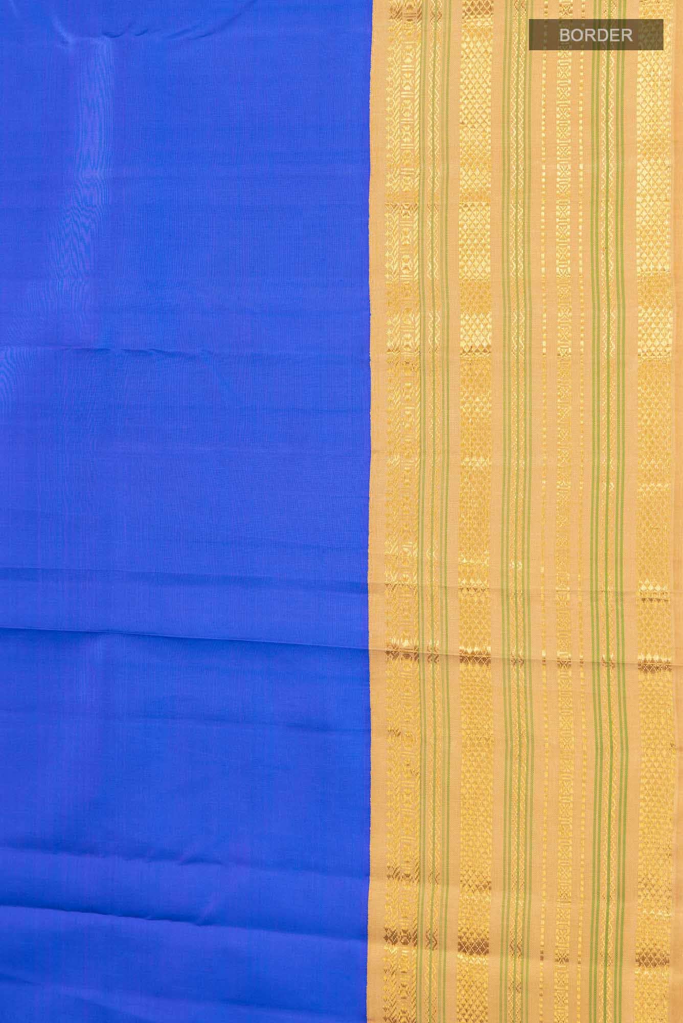 Pure Silk Pure Zari Blue Kanjivaram Saree - Image 5