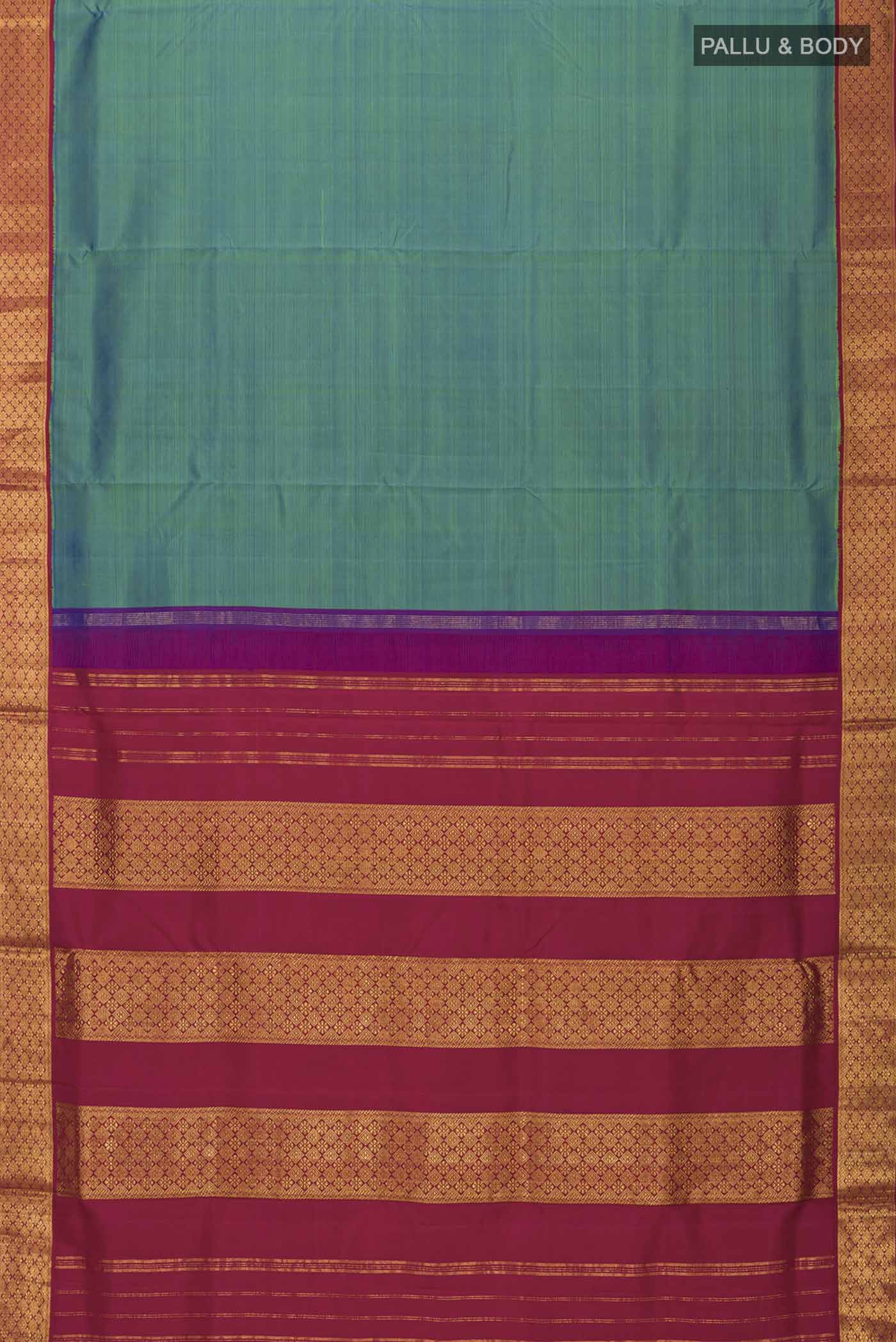 Blue Kanchipuram Silk Nine Yards Saree - Image 5