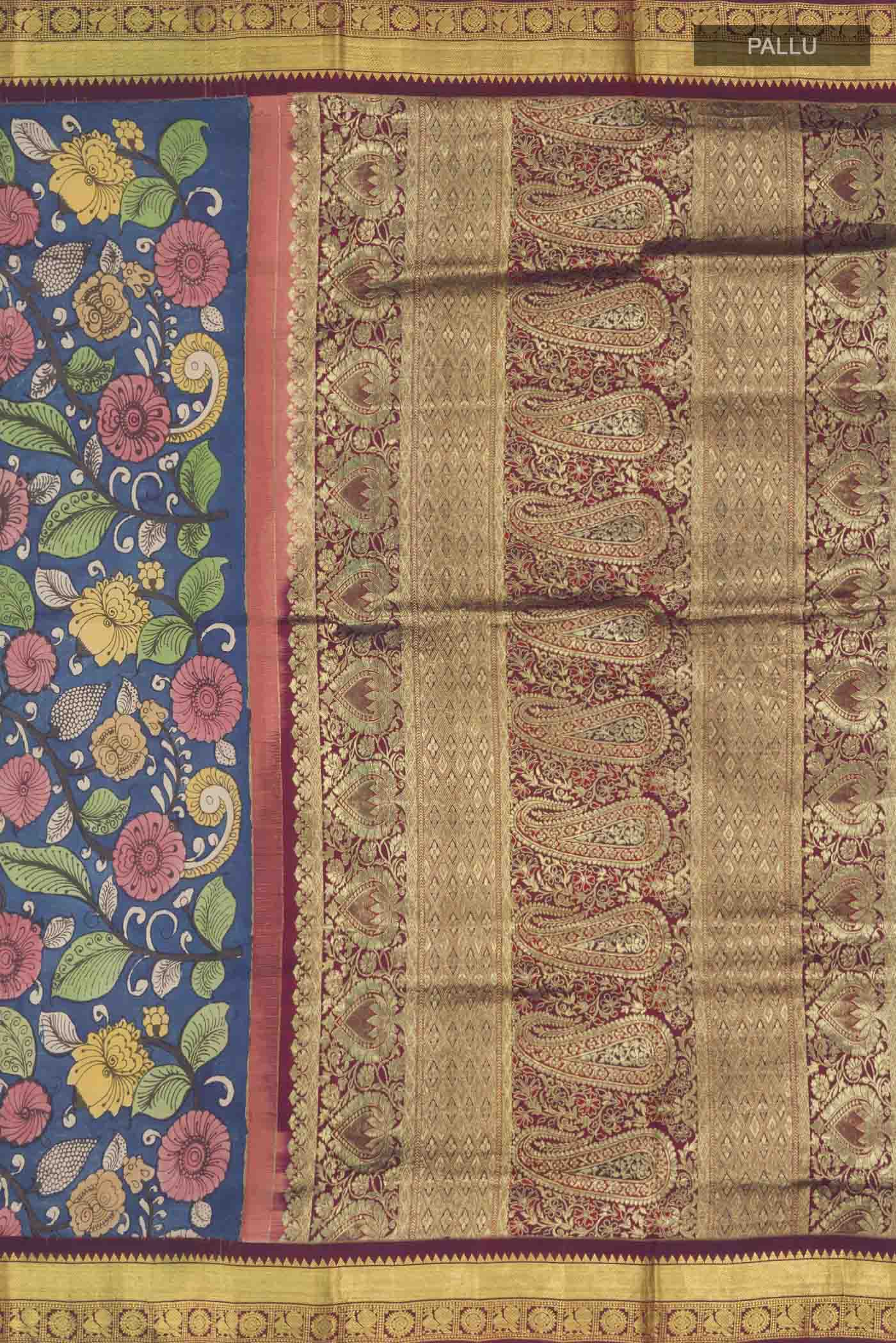 Blue Kanchipuram Silk Saree - Image 7