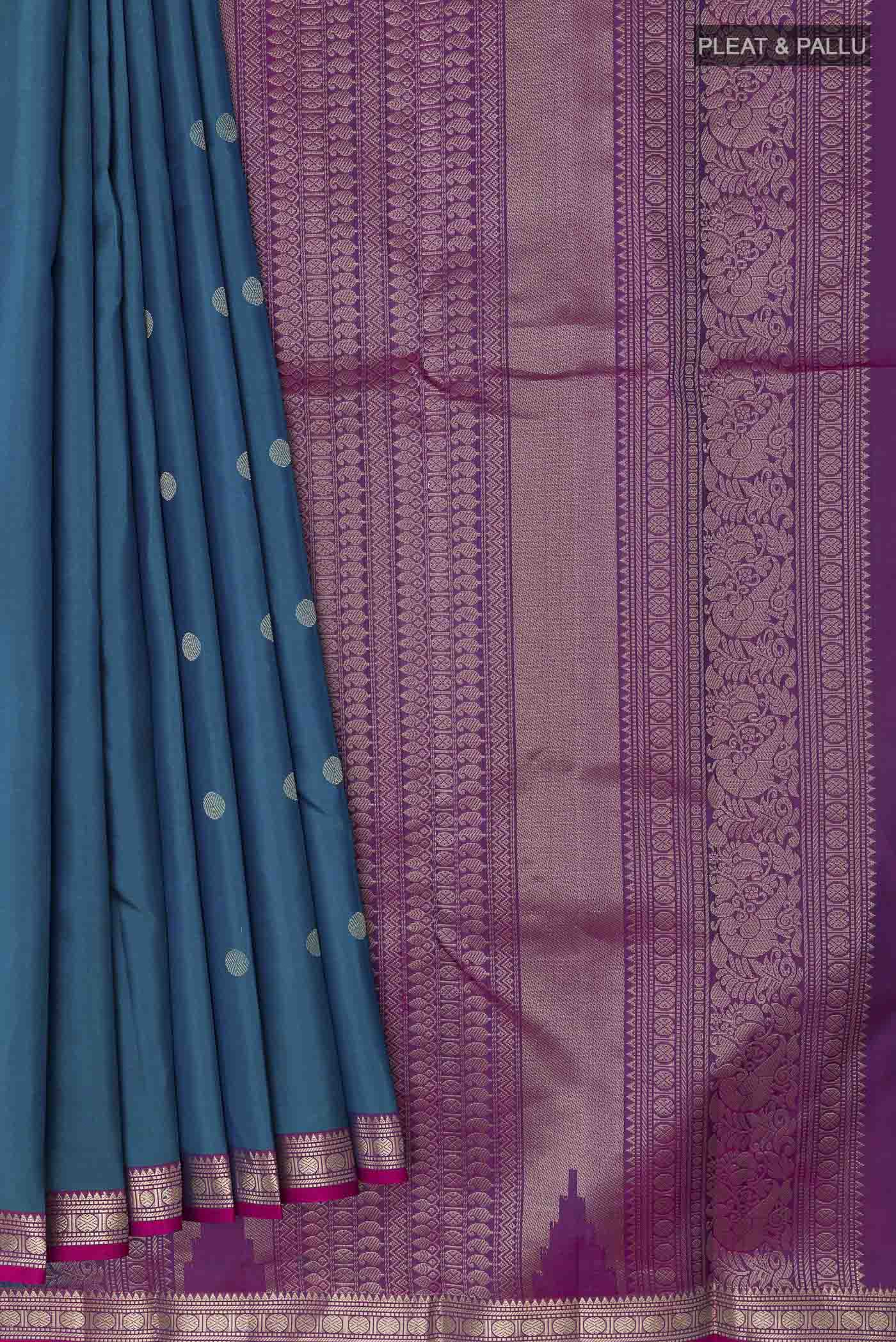 Blue Kanjivaram Silk Saree - Image 4