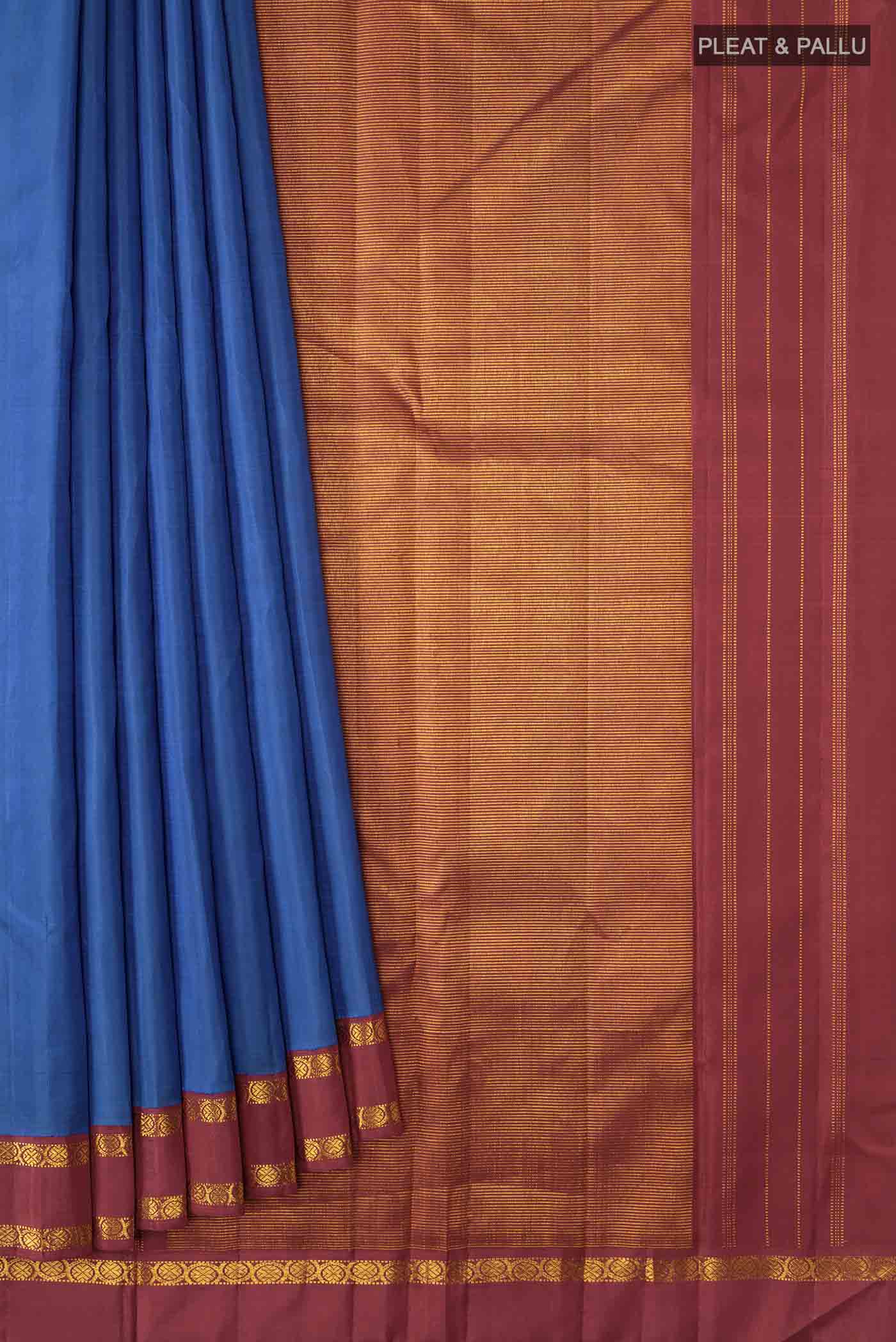 Blue Kanchipuram Silk Saree - Image 4
