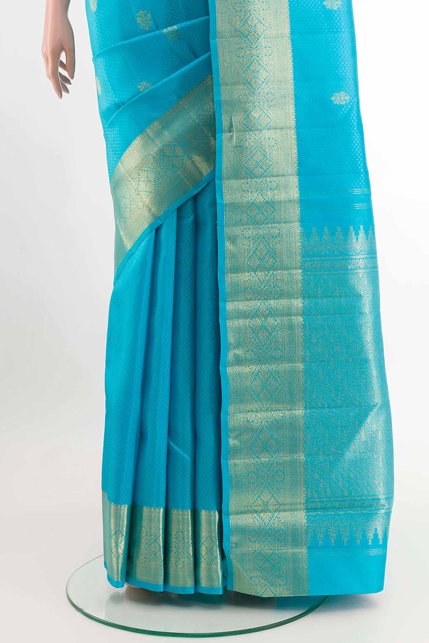 Blue Kanchipuram Silk Saree - Image 3