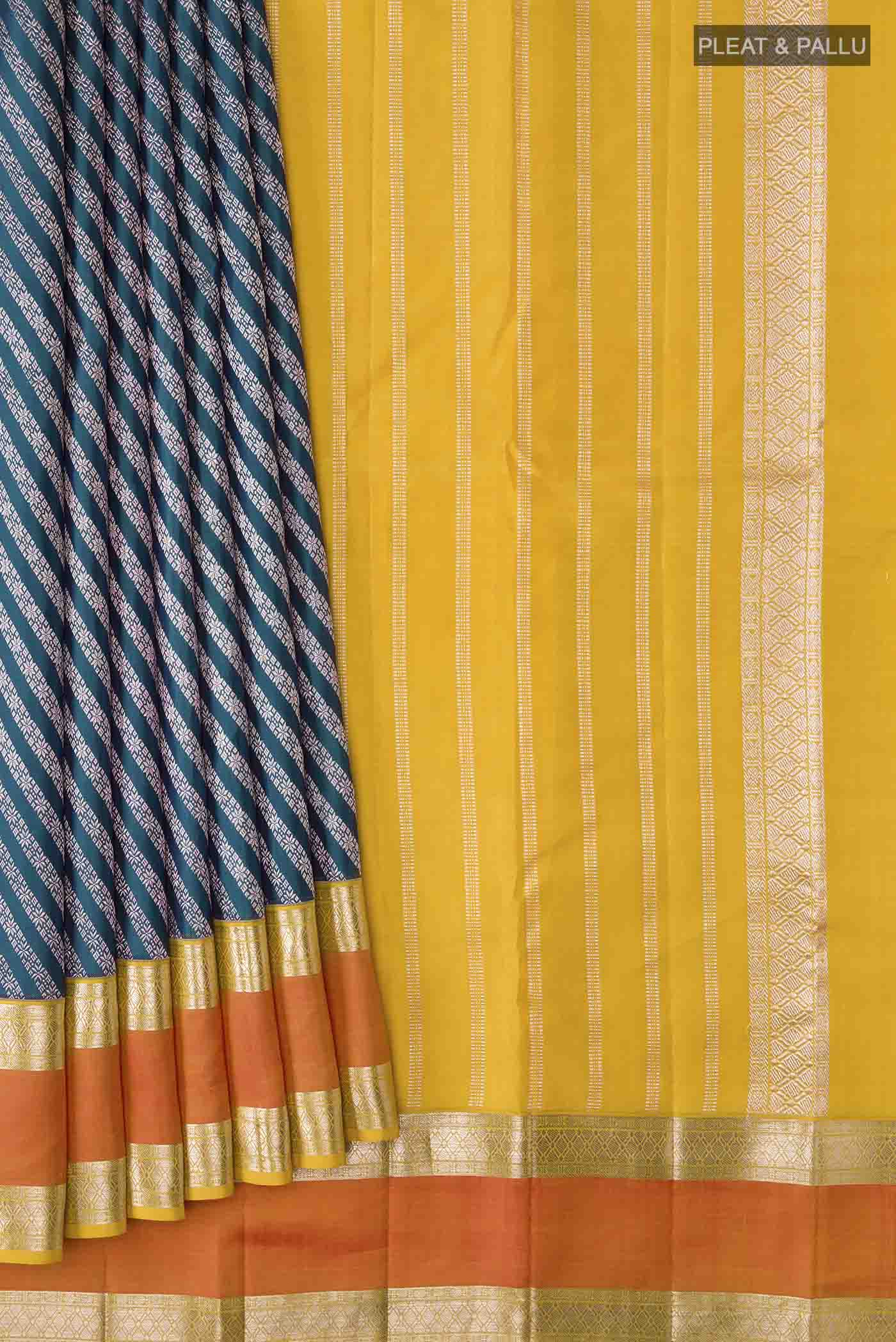 Blue Kanjivaram Silk Saree - Image 4