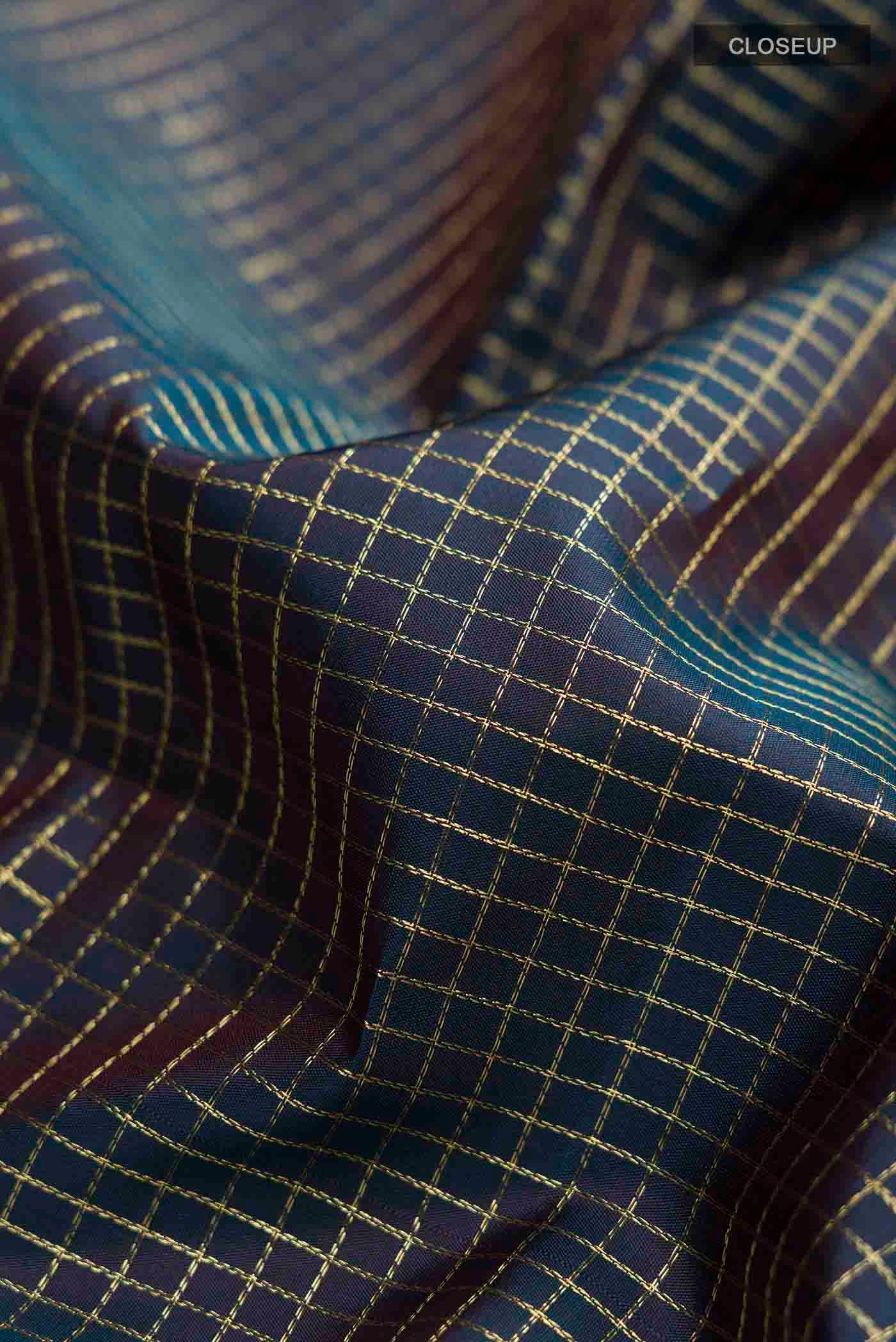Blue Kanchipuram Silk Saree - Image 2