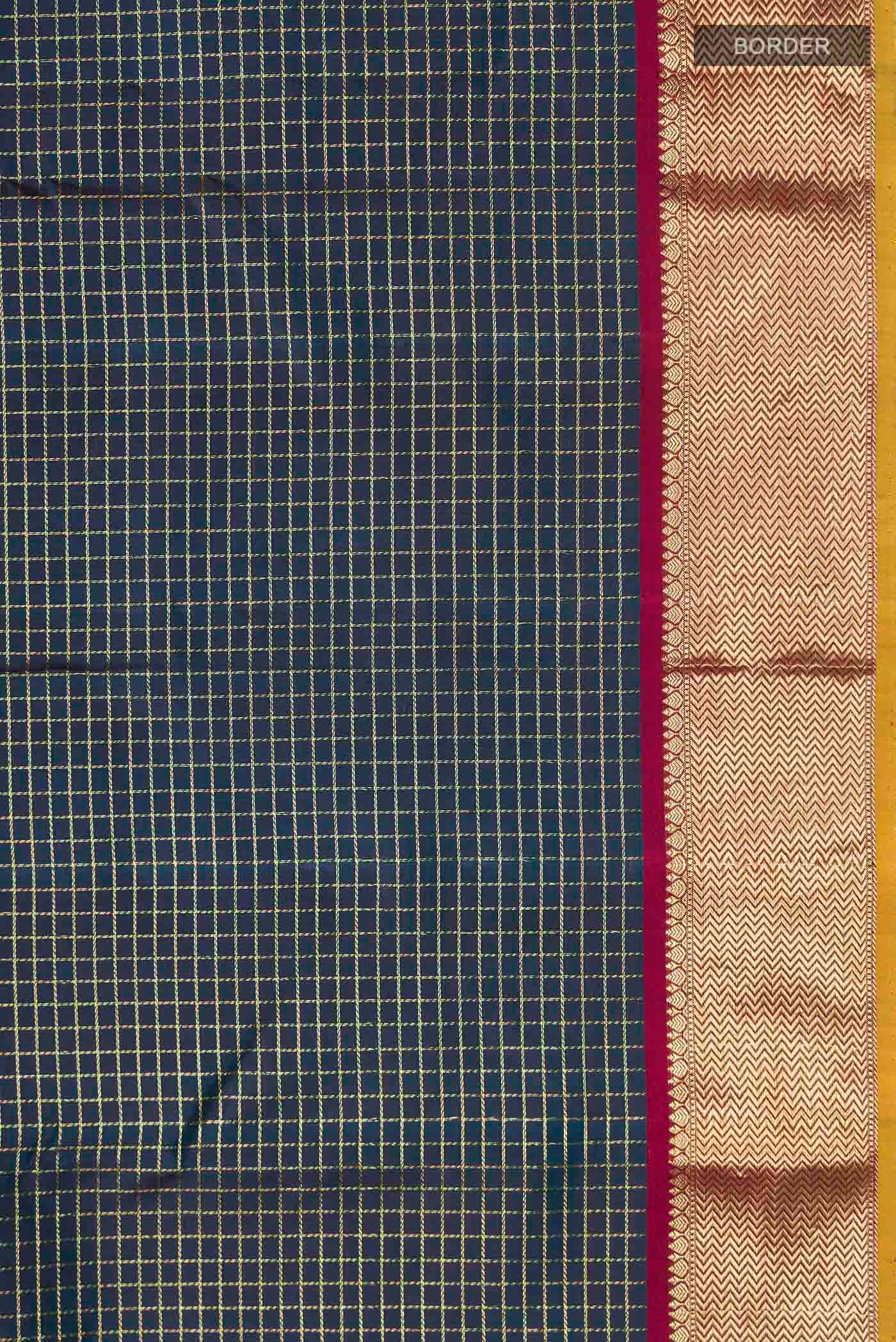 Blue Kanchipuram Silk Saree - Image 3