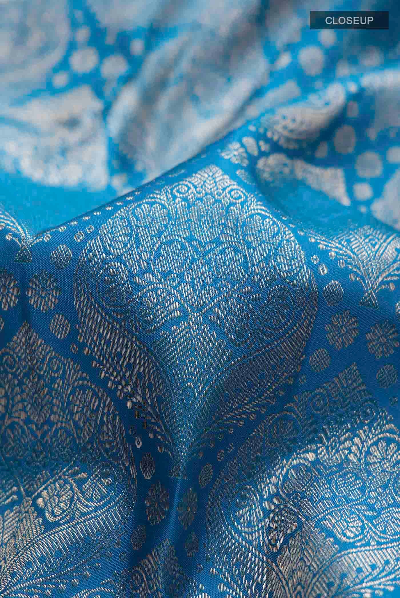 Blue Kanchipuram Silk Saree - Image 2