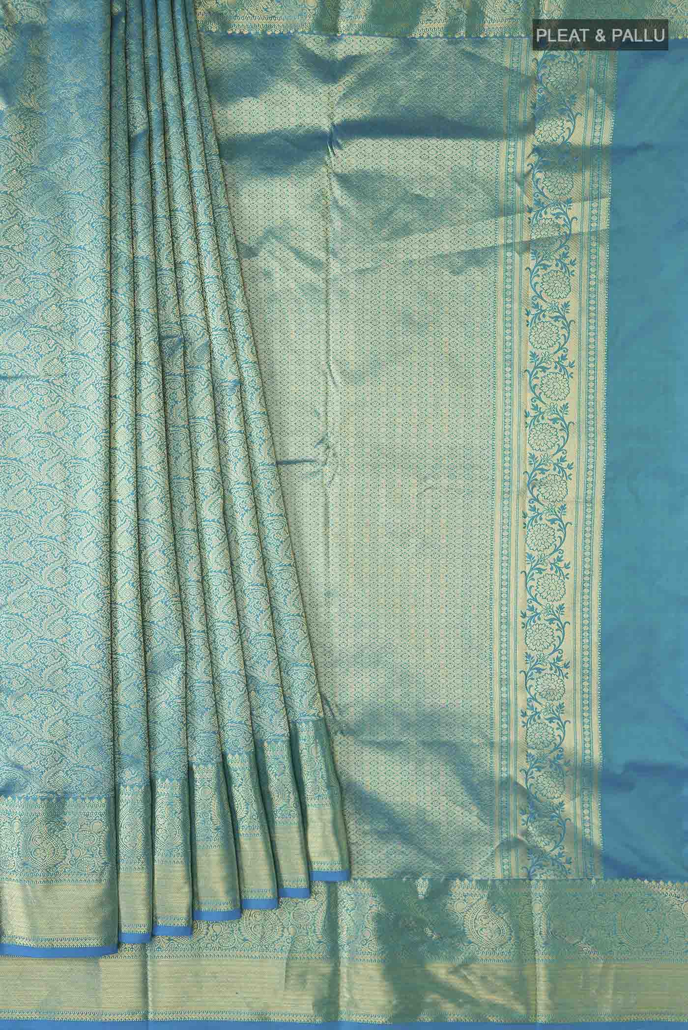 Blue Kanjivaram Silk Saree - Image 4