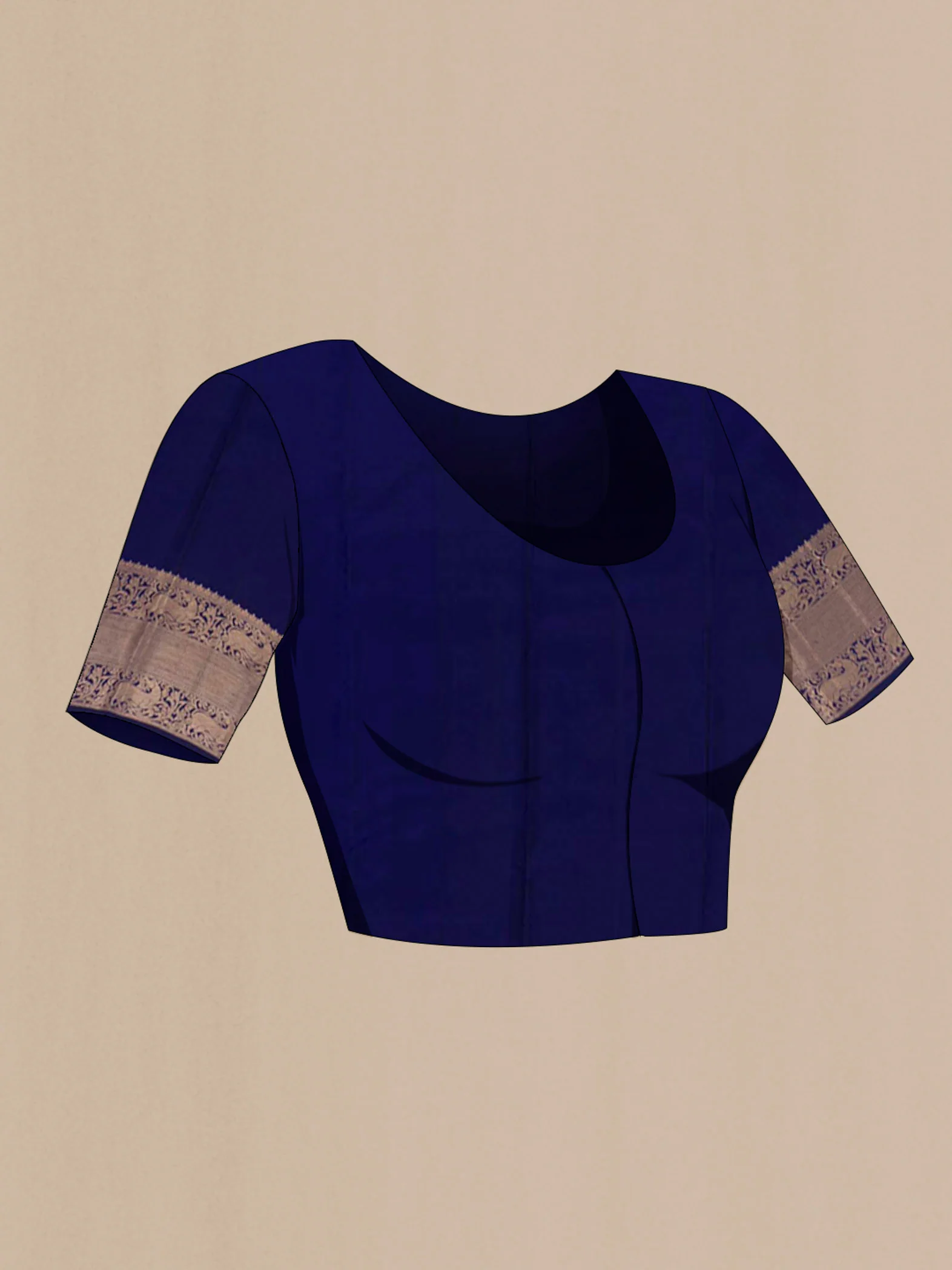 Dark Blue Kanchipuram Silk Saree - Image 2