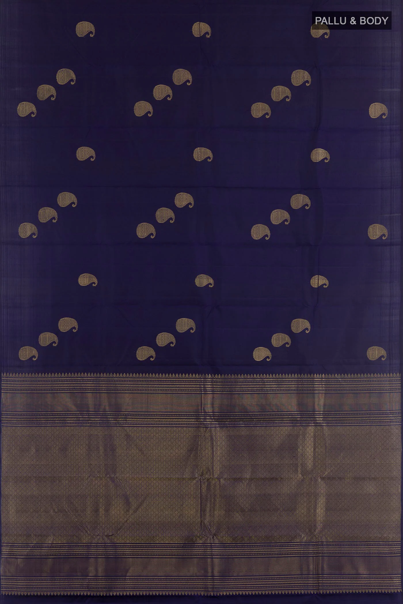 Dark Blue Kanchipuram Silk Saree - Image 3