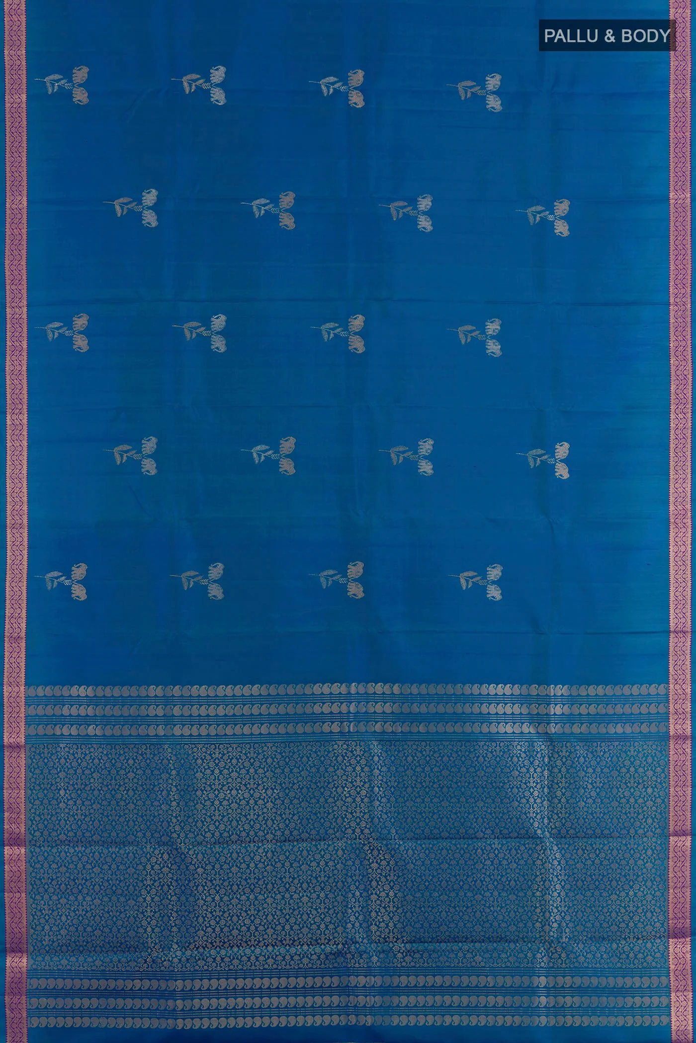 Blue Kanchipuram Silk Saree - Image 3