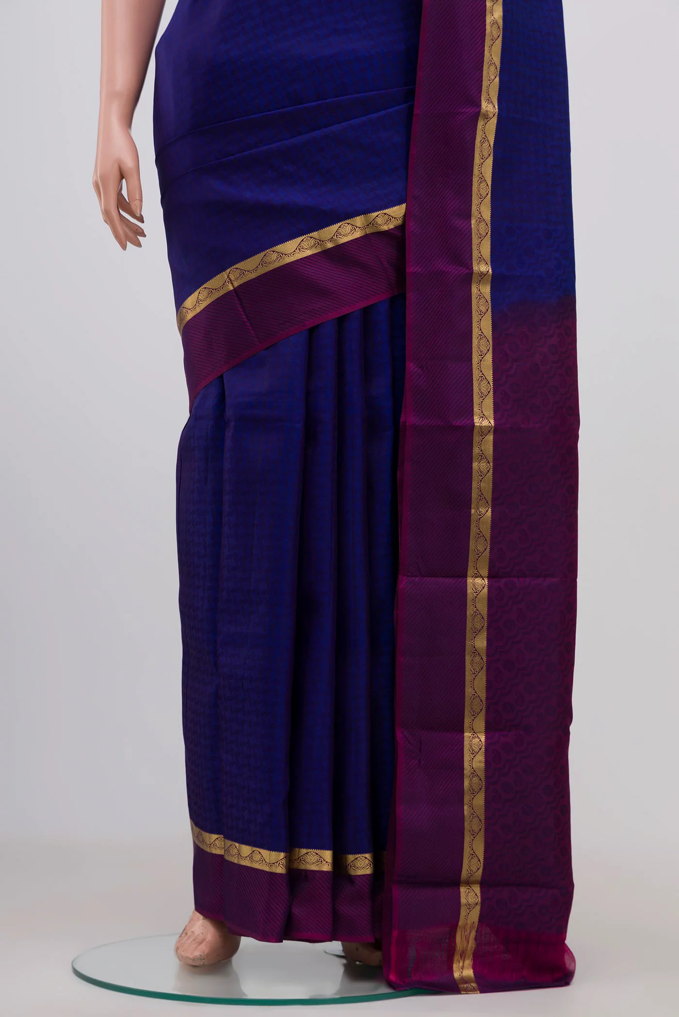 Blue Kanchipuram Silk Saree - Image 3